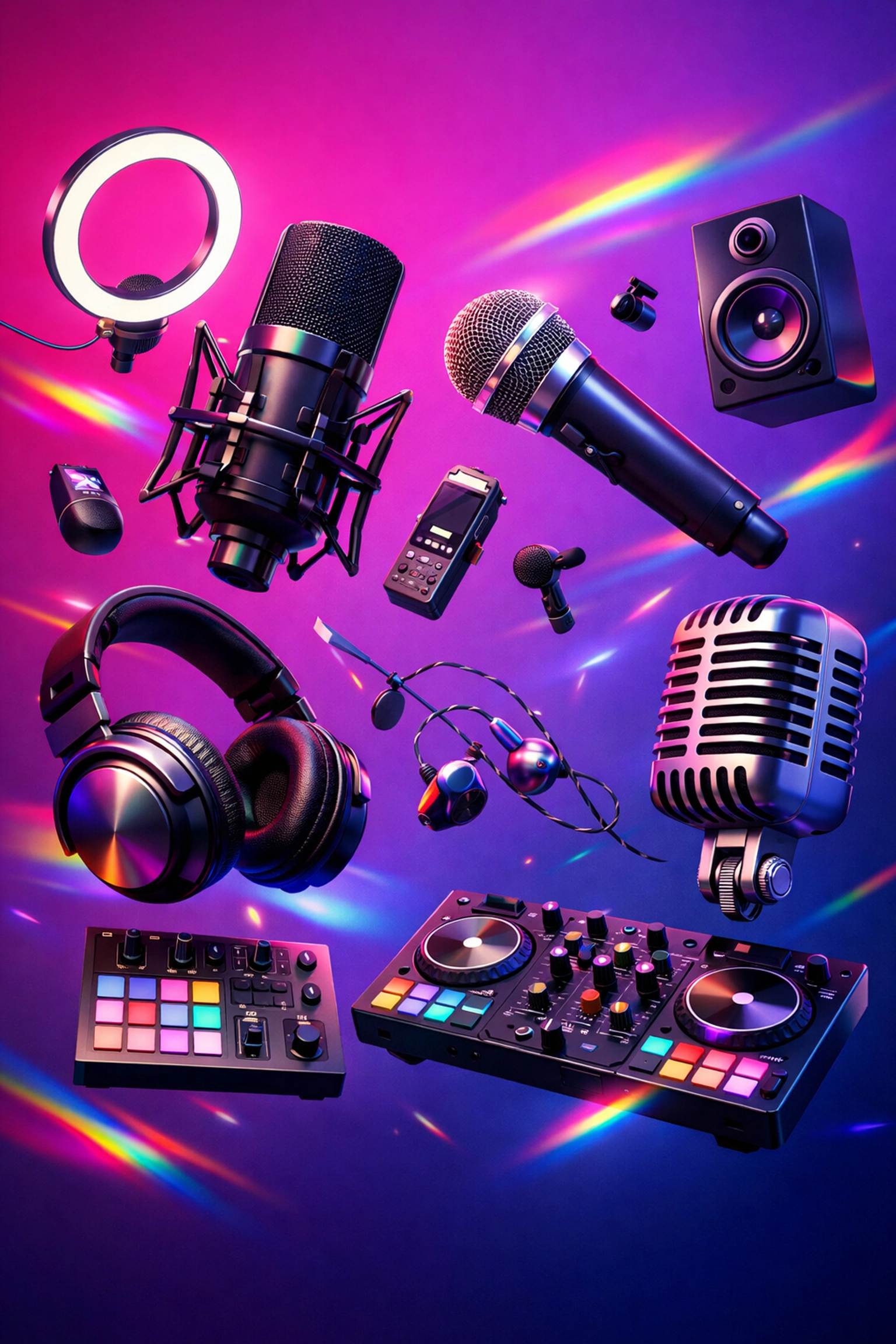 Music equipment displayed with bisexual pride colors representing diverse queer pop voices