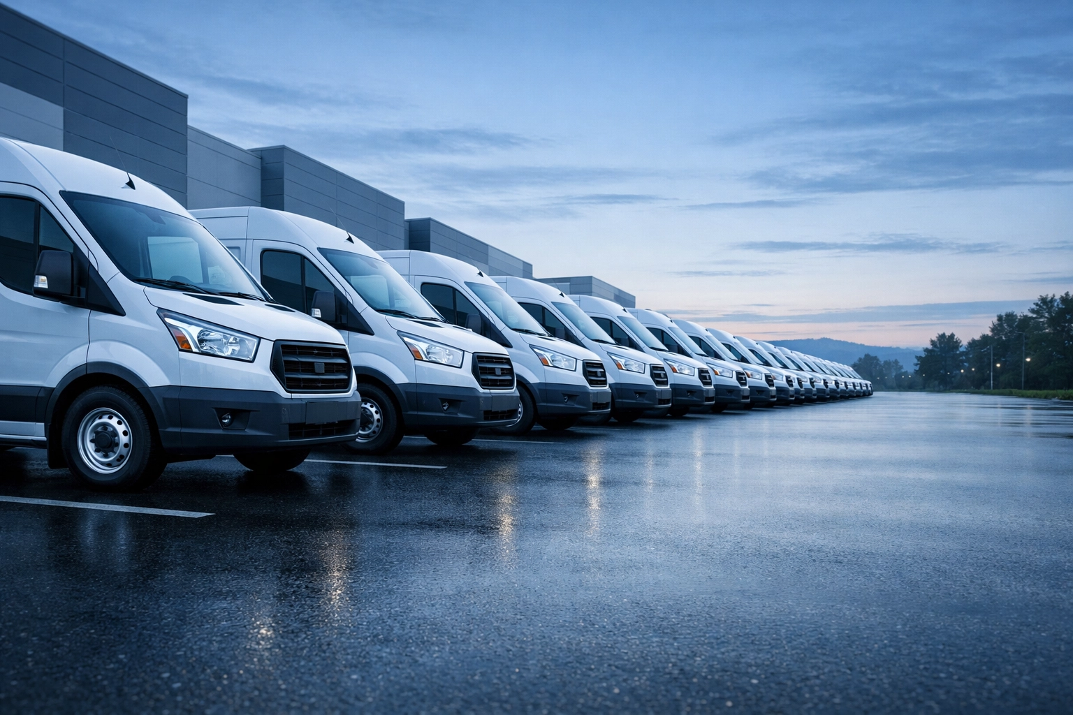 A clean, modern fleet of plumbing service vans ready for a North Carolina business valuation.