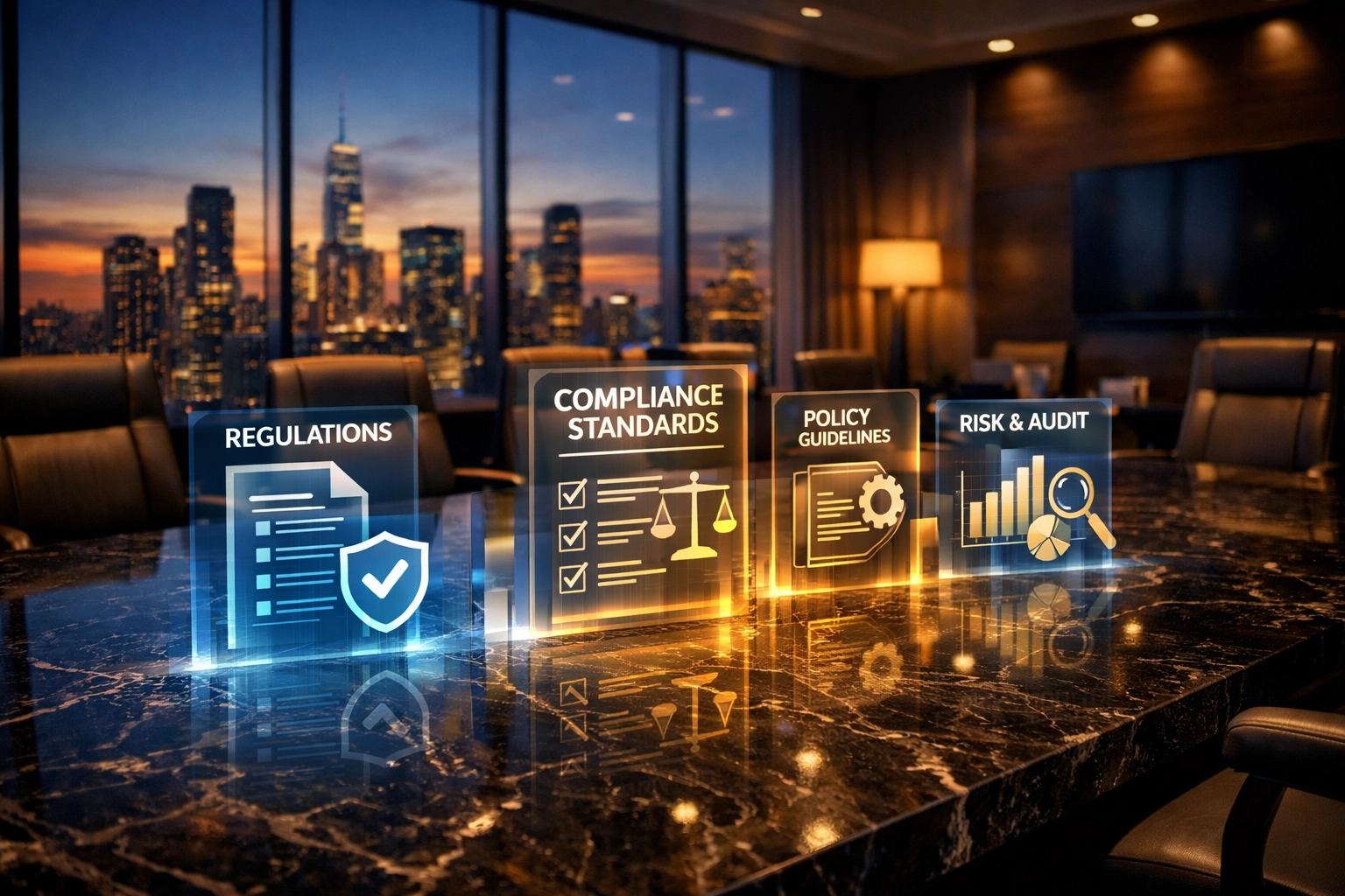 Institutional boardroom with holographic regulatory compliance frameworks for alternative investments