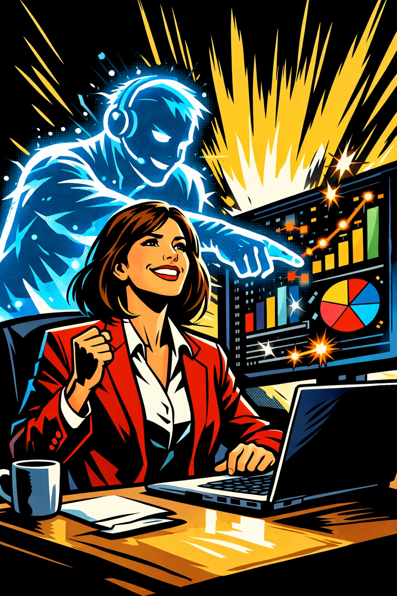 A professional using AI co-pilot tools to automate data analysis and boost business productivity.