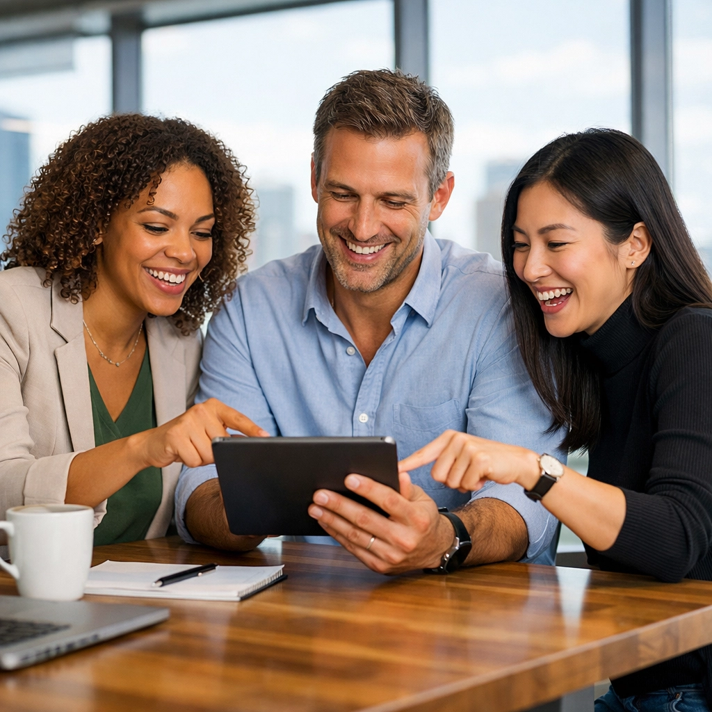 IT professionals discussing Agentic AI and DORA compliance strategies in a modern office environment.