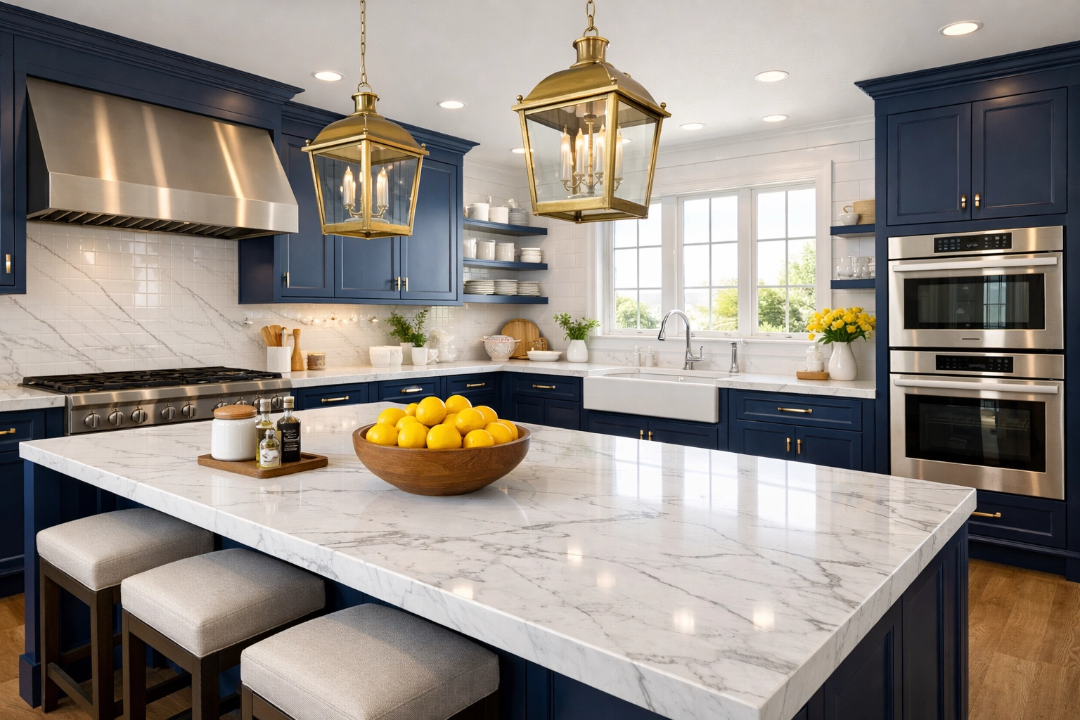 Pristine luxury kitchen in Dover, MA, maintained by expert residential cleaning Massachusetts services.