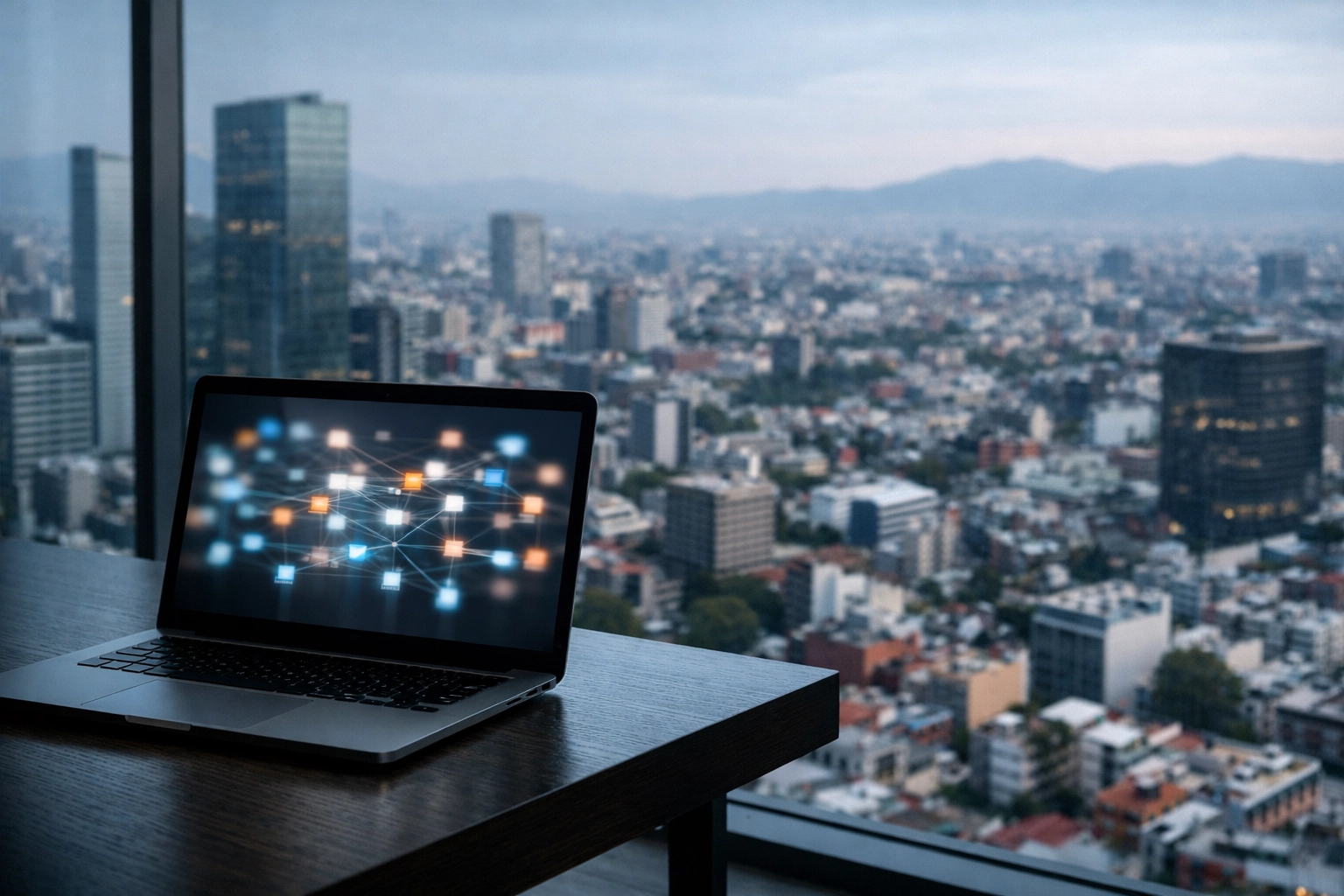 Polanco office with a view of Mexico City, serving as a hub for global mobility consulting and startups.