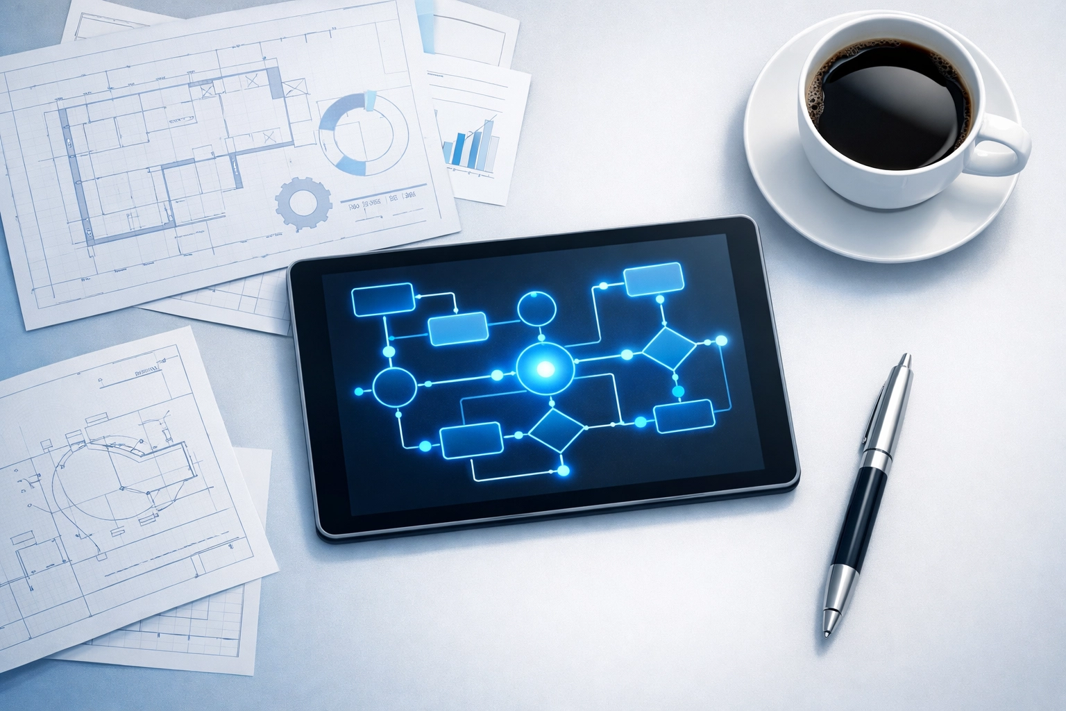 Business process automation planning with workflow diagrams and strategic mapping