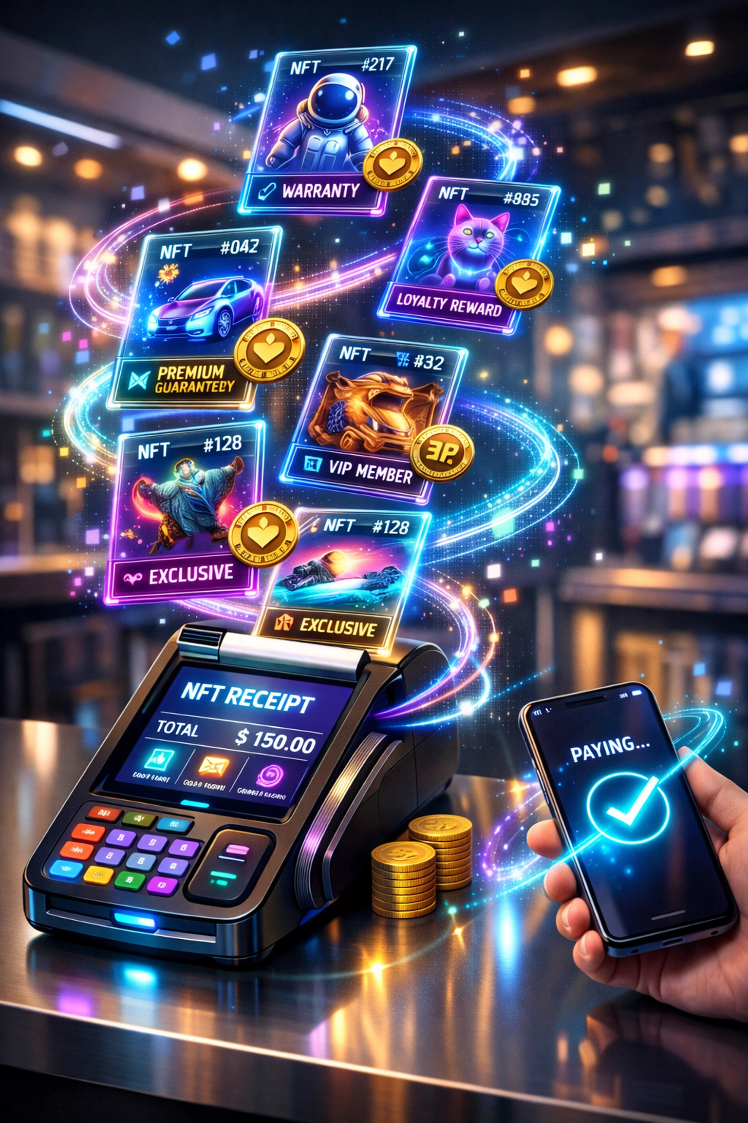 NFT receipt technology from crypto POS system with loyalty program integration