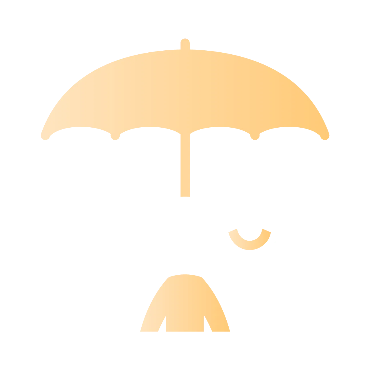 A stylized orange umbrella icon, symbolizing protection and security during business transitions.