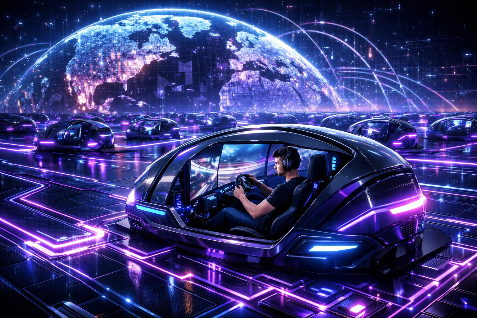 Global network of interconnected esports gaming pods powered by high-speed AI infrastructure.