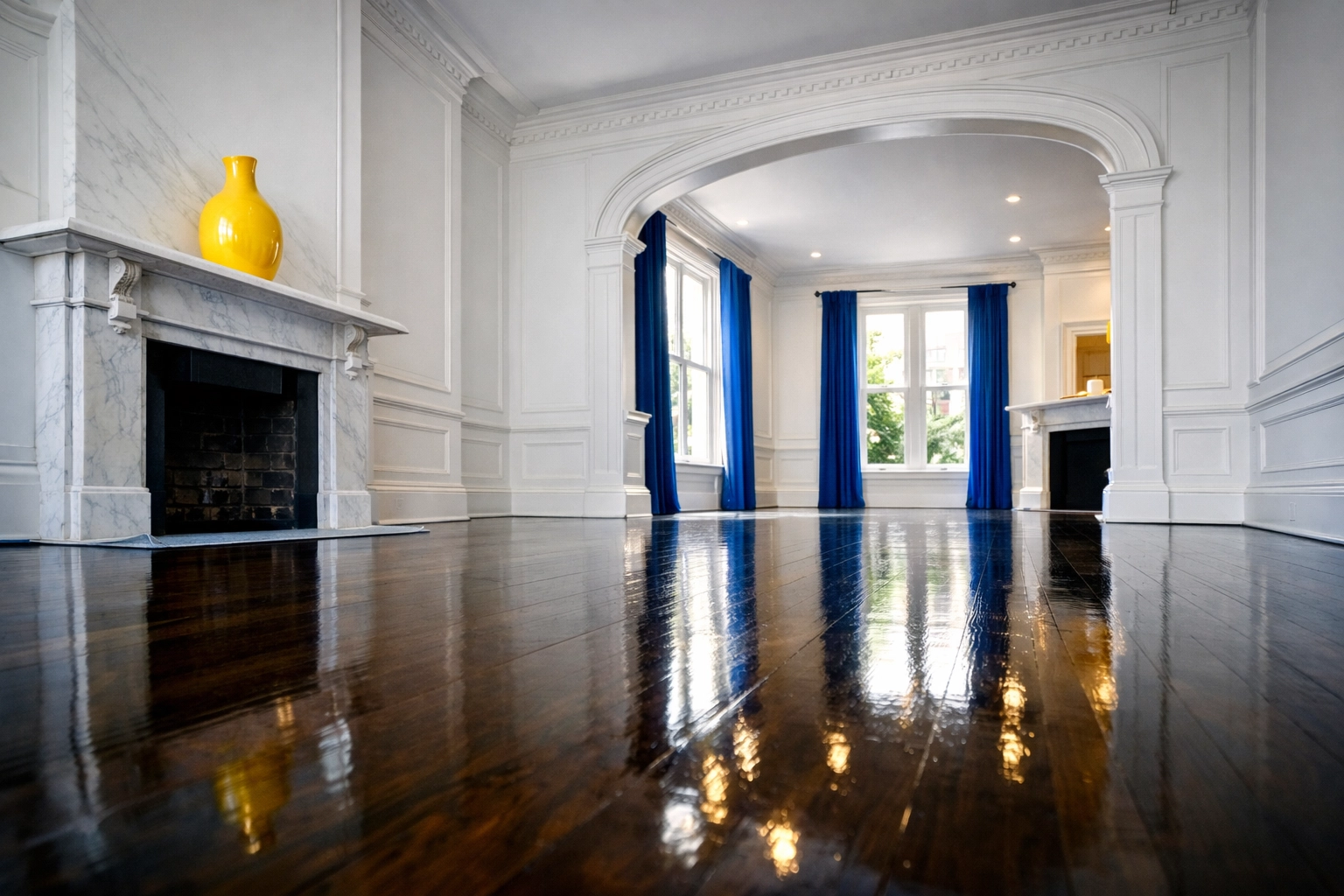 Spotless interior of a historic Boston brownstone after professional move-out cleaning services.
