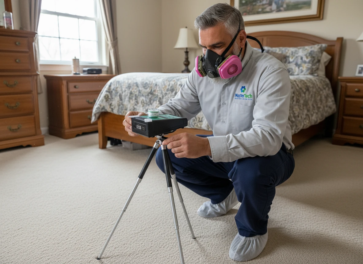 Mastertech Environmental technician performing mold testing