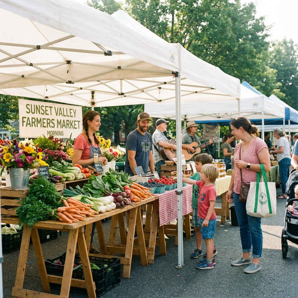 Vibrant Mount Laurel Farmers Market with fresh produce and local vendors