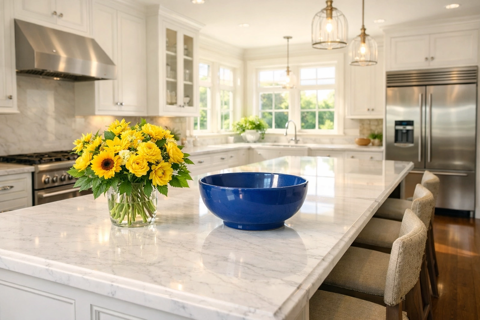 Spotless high-end kitchen in Westford after a professional deep house cleaning service.