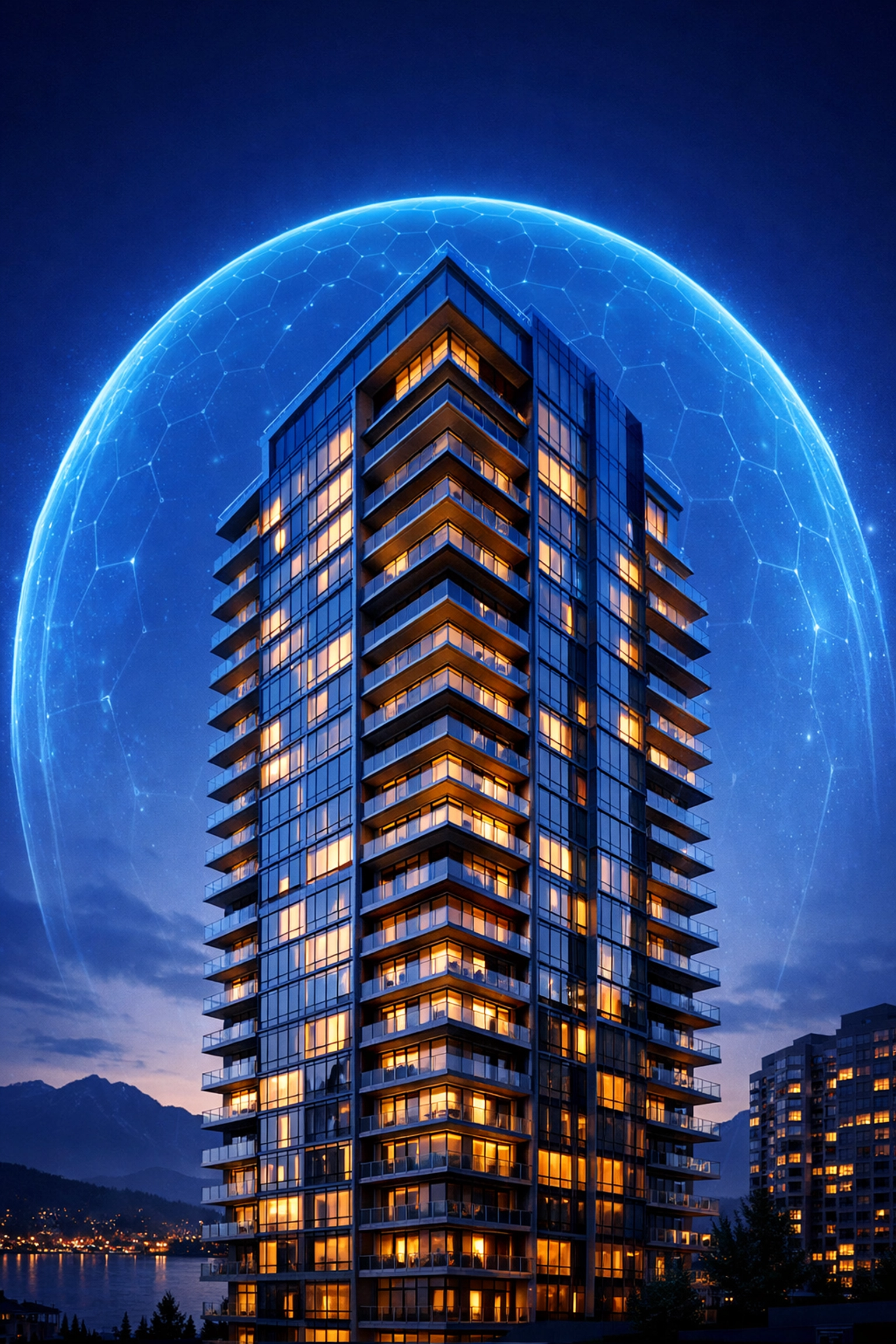High-rise water leak detection shielding a modern Vancouver condominium tower from water damage.