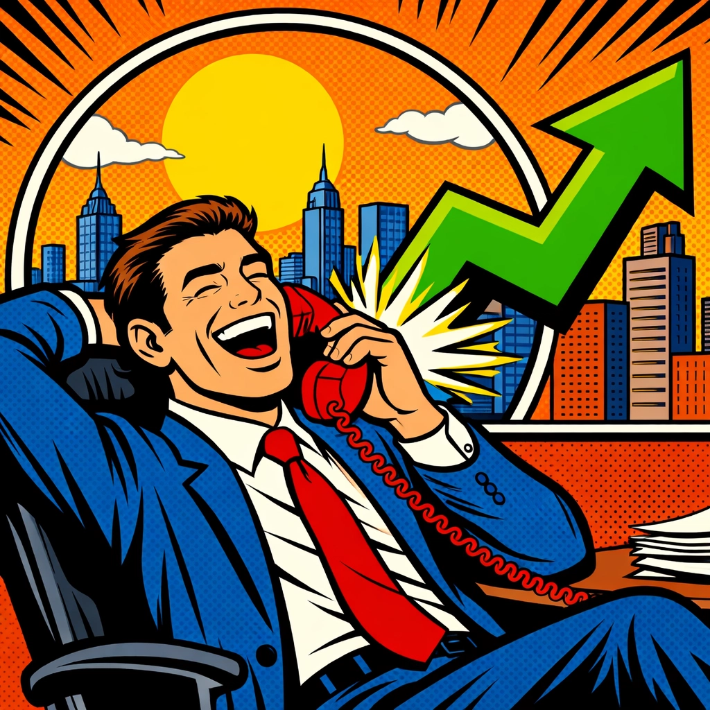 Successful small business owner taking a sales call after content marketing improves search rankings.