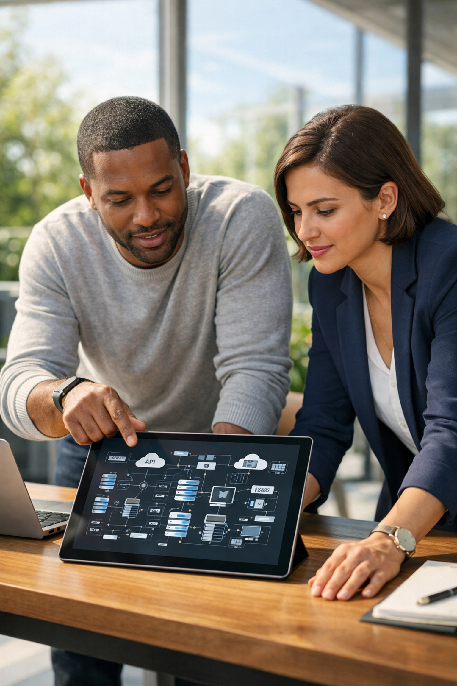 IT experts from a ServiceNow implementation partner analyzing architecture for ITOM and ITAM success.