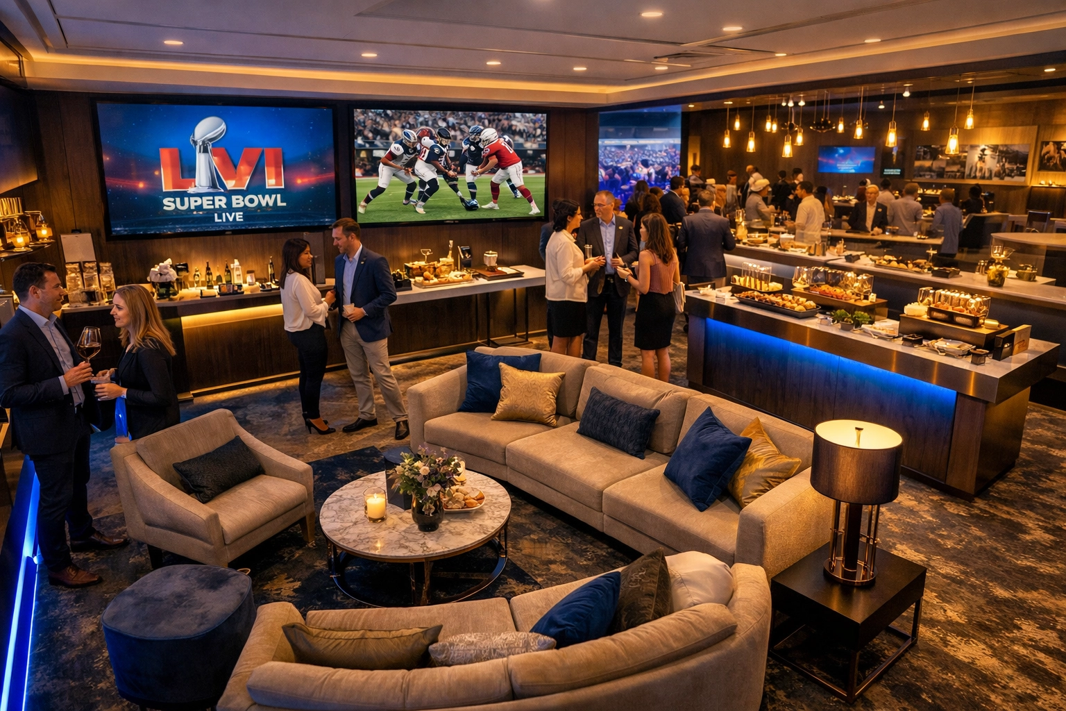 PRESS RELEASE: USA Entertainment Travel Introduces Game-Changing Super Bowl Brand Visibility Program – 10 Ways Corporate Leaders Are Turning Event Presence Into Million-Dollar Partnerships Executive networking in exclusive Super Bowl hospitality suite with premium catering and modern amenities