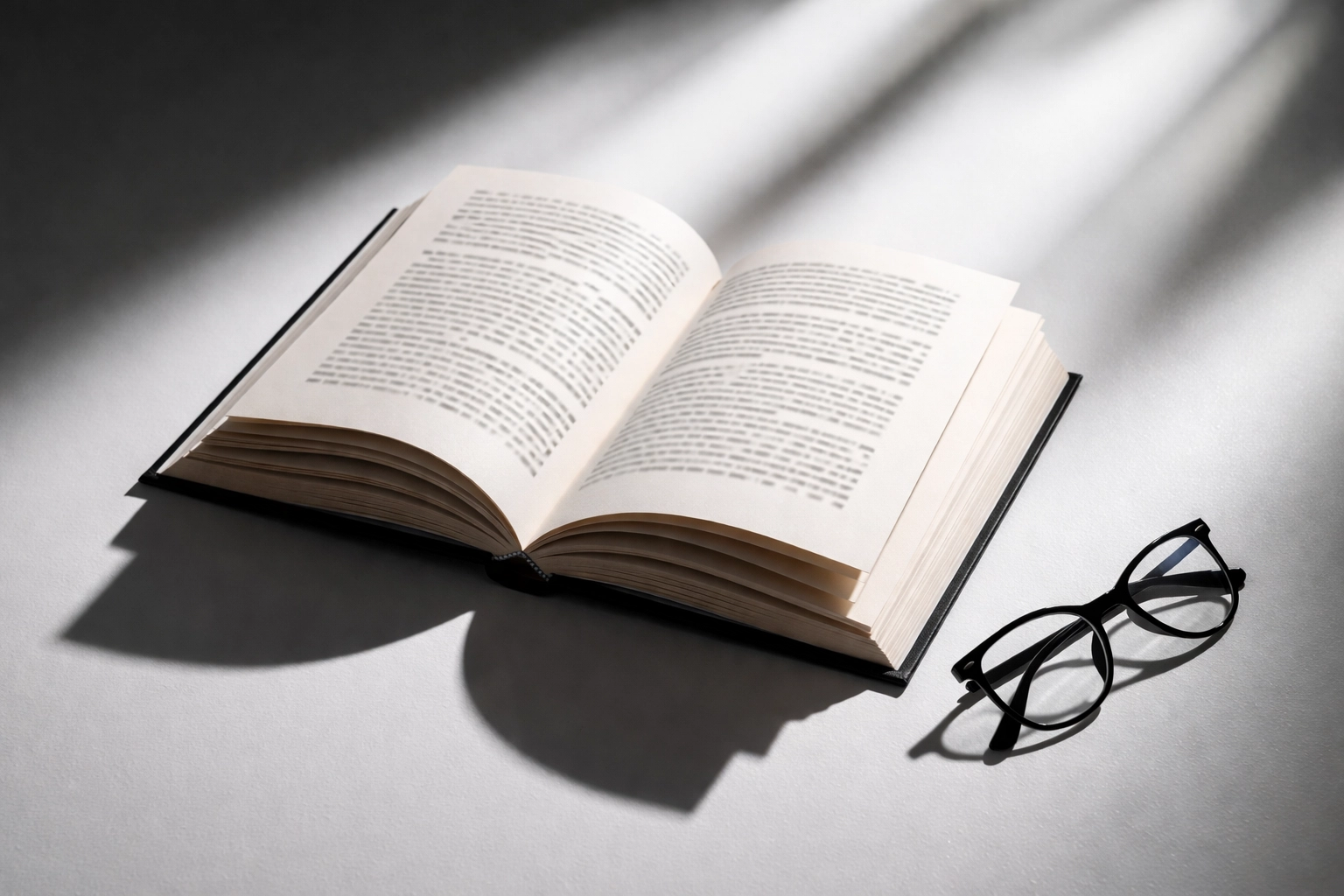 Open psychological thriller novel on white background with reading glasses, highlighting mystery books authors and one-sitting suspense.