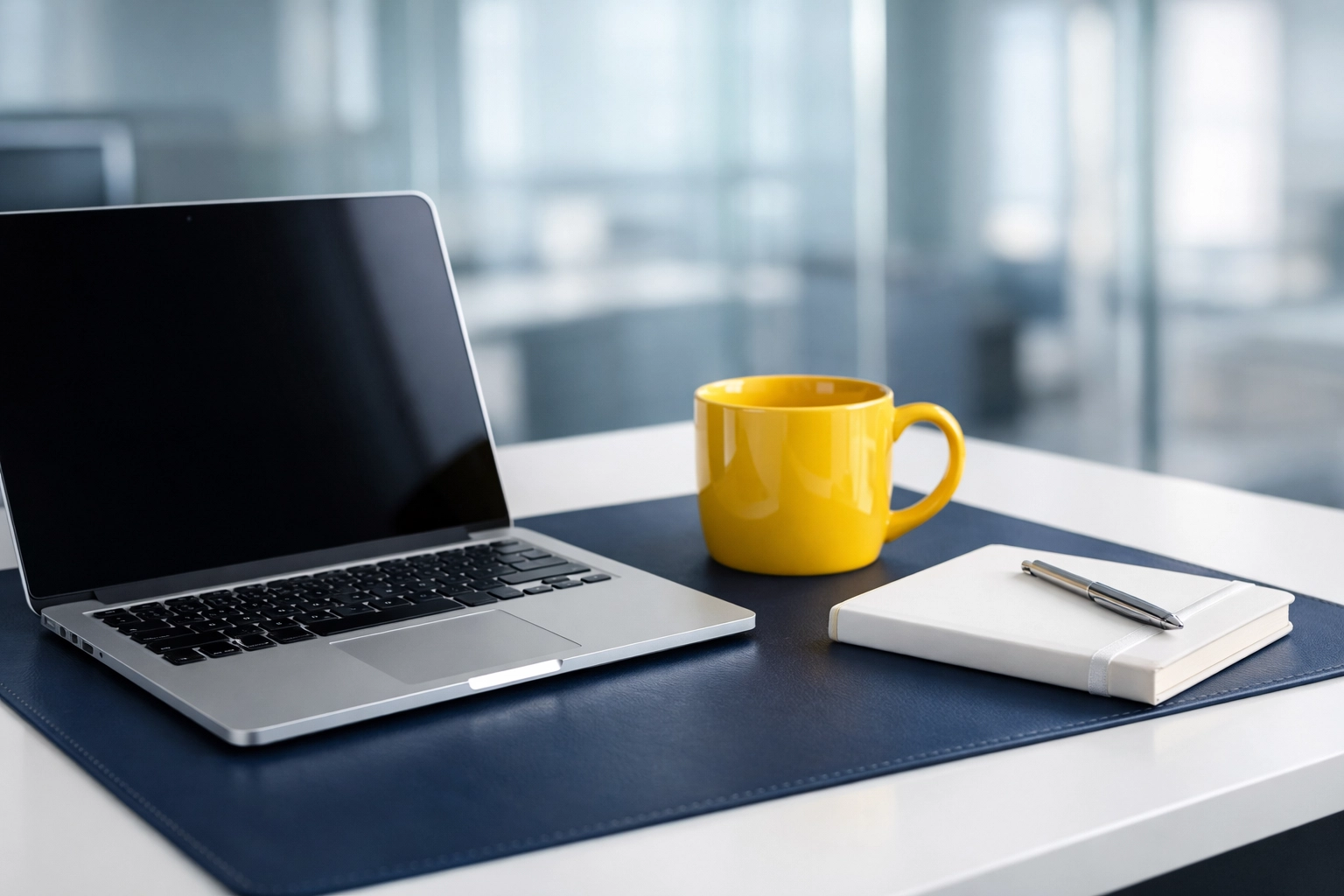 Sanitized executive workstation with a dust-free desk illustrating high-quality office cleaning services.