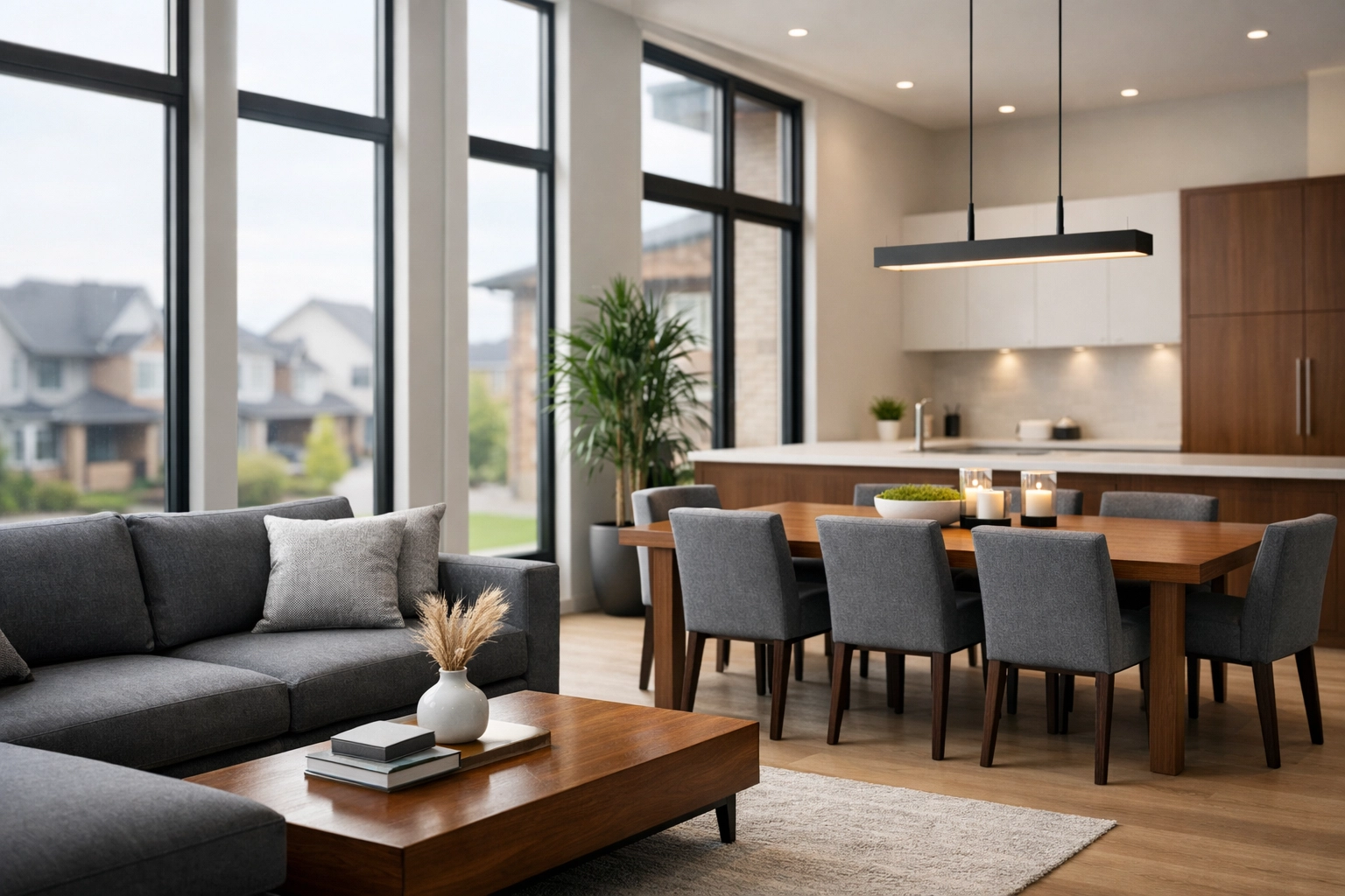 安大略省现代住宅室内设计,明亮的开放式空间体现2026年安省房产市场的稳健投资感。