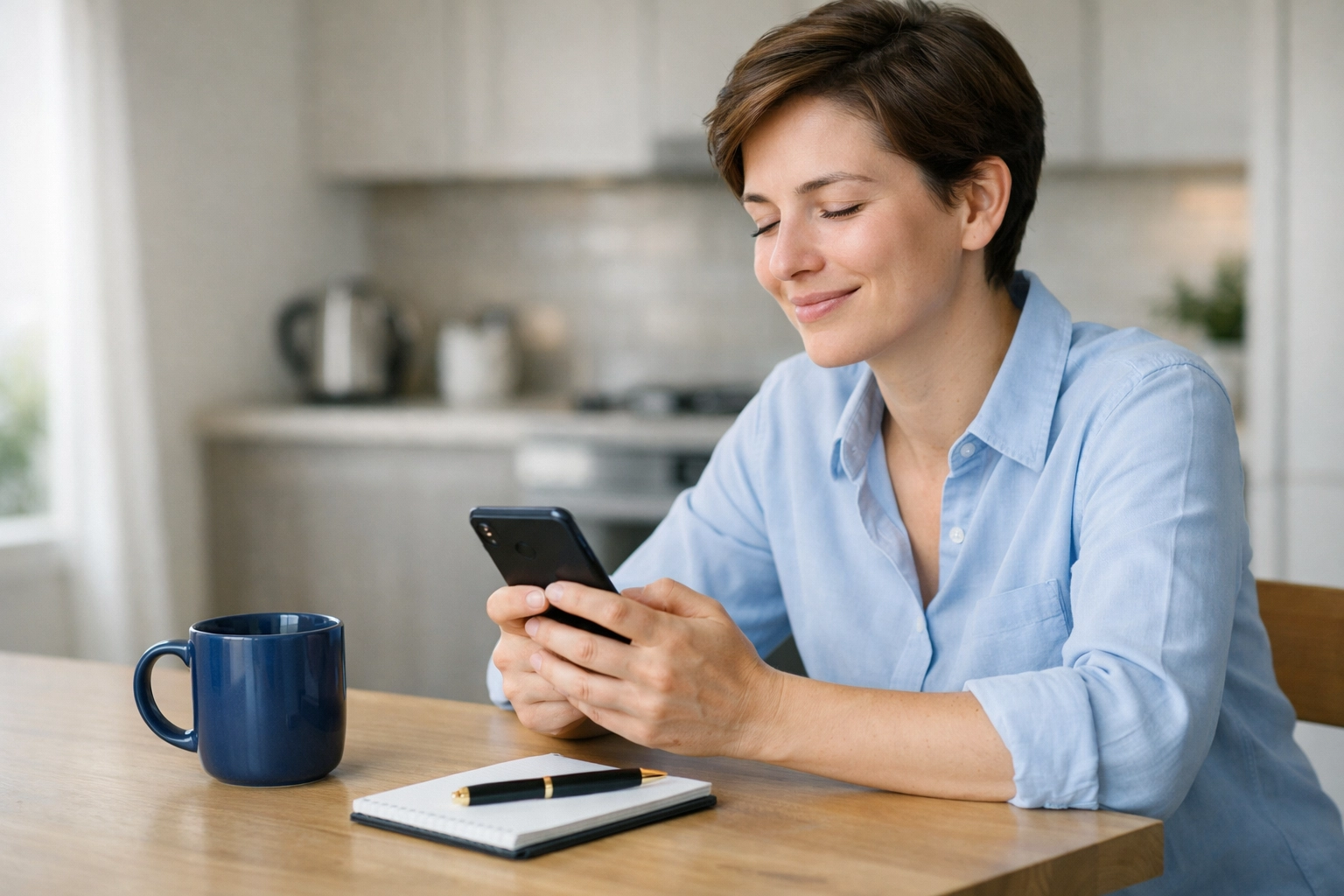 A person feeling relieved after receiving a fast cash advance Canada on their smartphone.