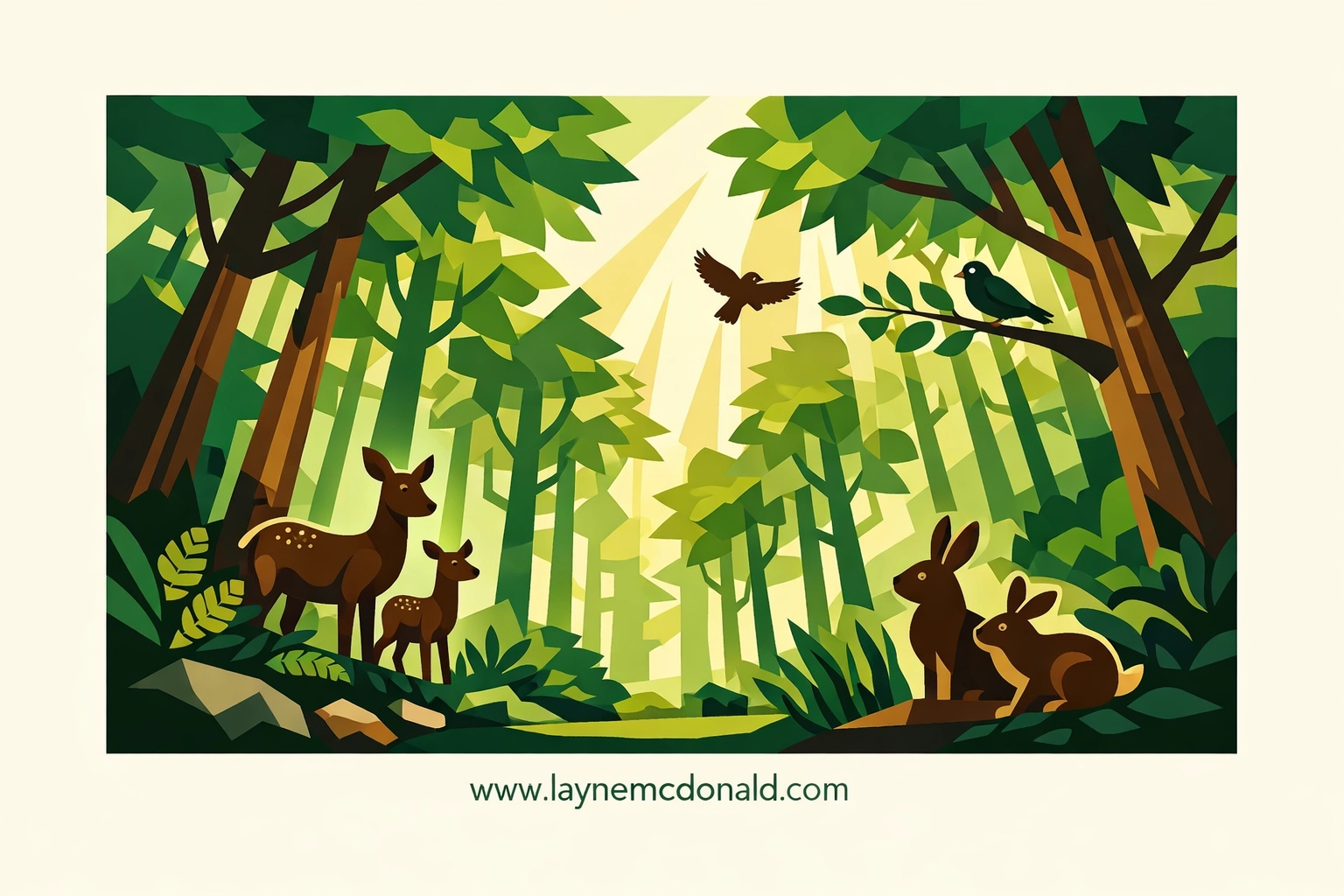 Forest ecosystem with woodland creatures illustrating biblical creation stewardship in Hoppers