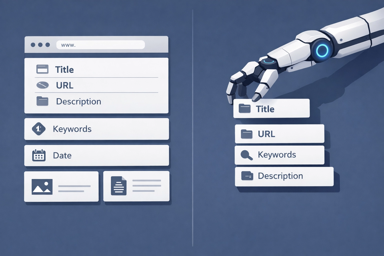 Google AI algorithms reorganizing website metadata to create automated search engine title links.
