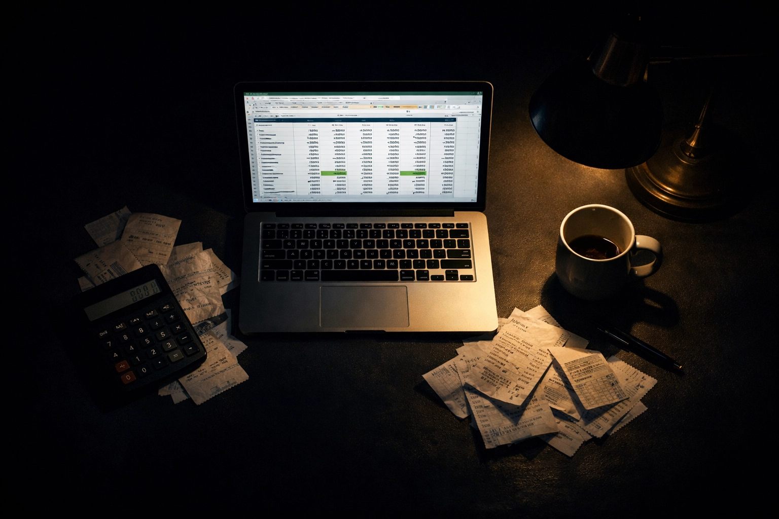 Founder calculating SDR hire costs at desk with spreadsheet showing financial planning