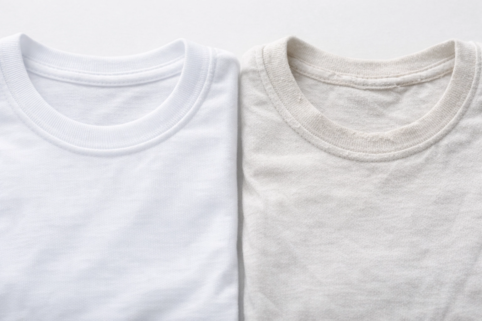 Comparison of new vs heat-damaged shirt from clogged dryer vent