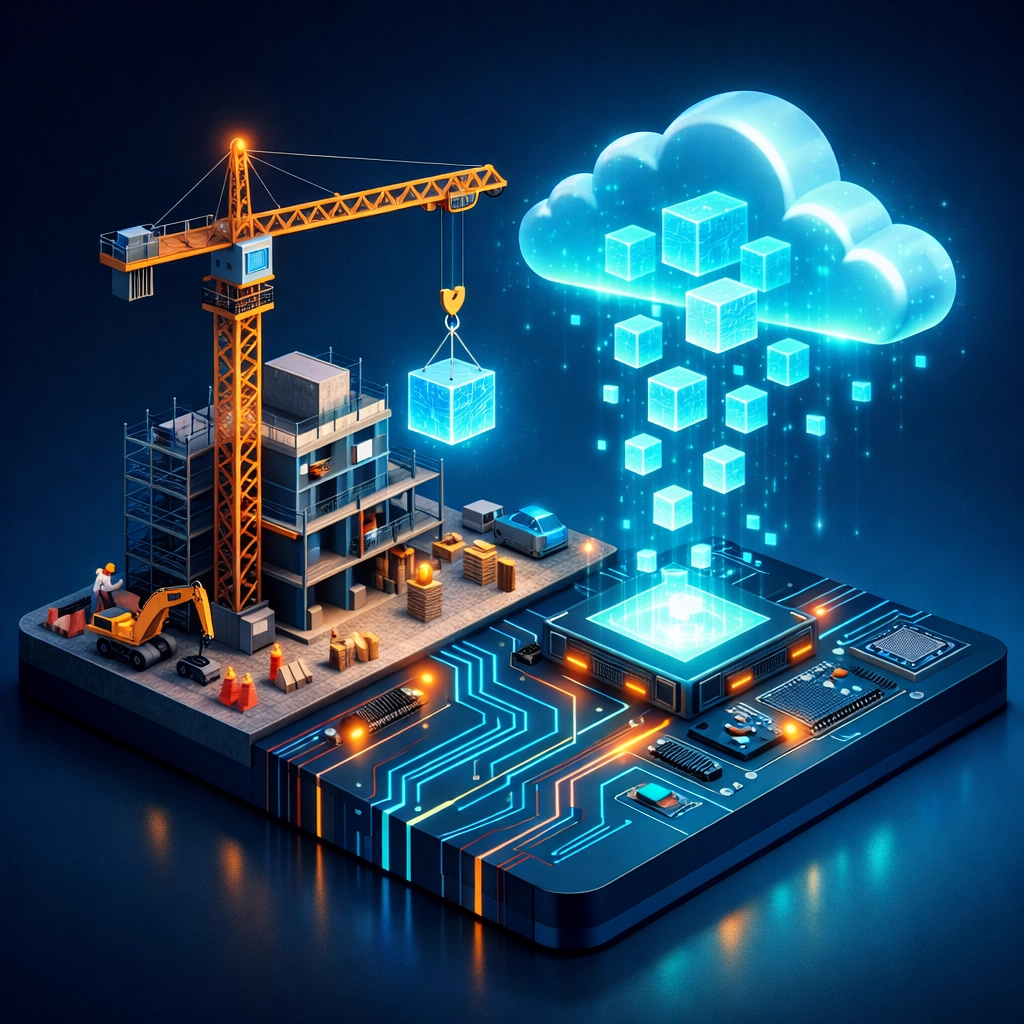 Digital construction bookkeeping illustration showing automated data syncing for real-time CIS compliance tracking.