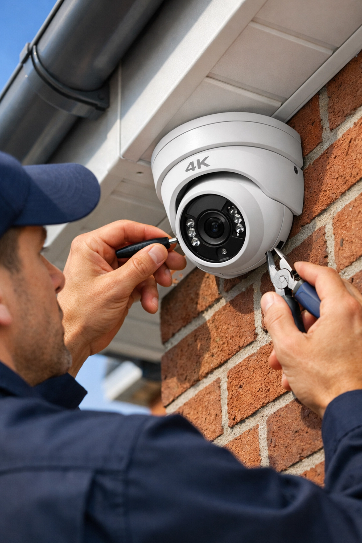 Professional installation of a high-definition 4K CCTV camera on a residential property in Slough.
