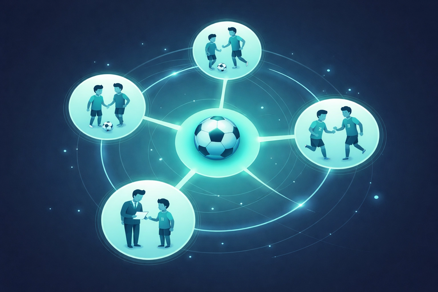 Illustration of unified football club ecosystem showing CoachAI’s Club DNA for consistent coaching standards