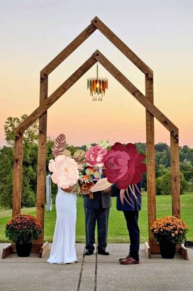Rustic double wooden arch rental