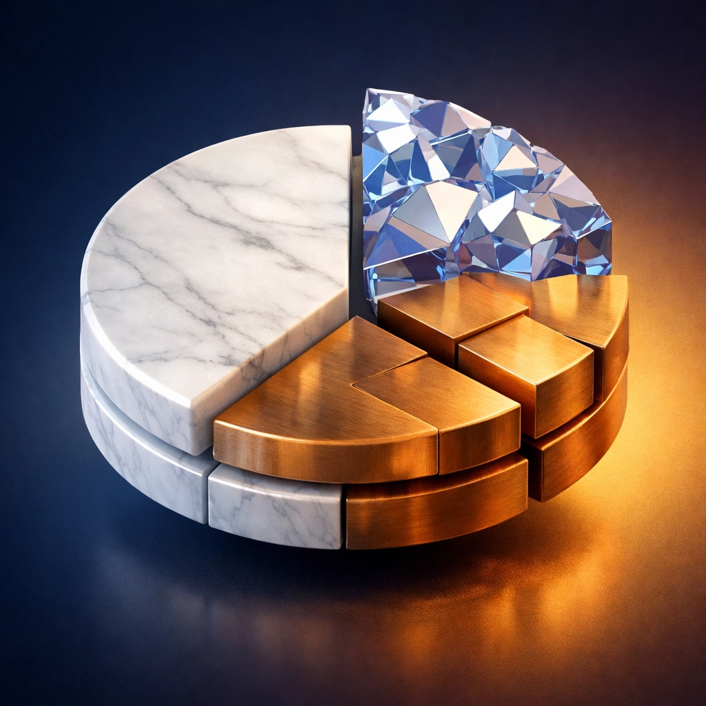 Diversified portfolio allocation showing 40/30/30 investment strategy for accredited investors