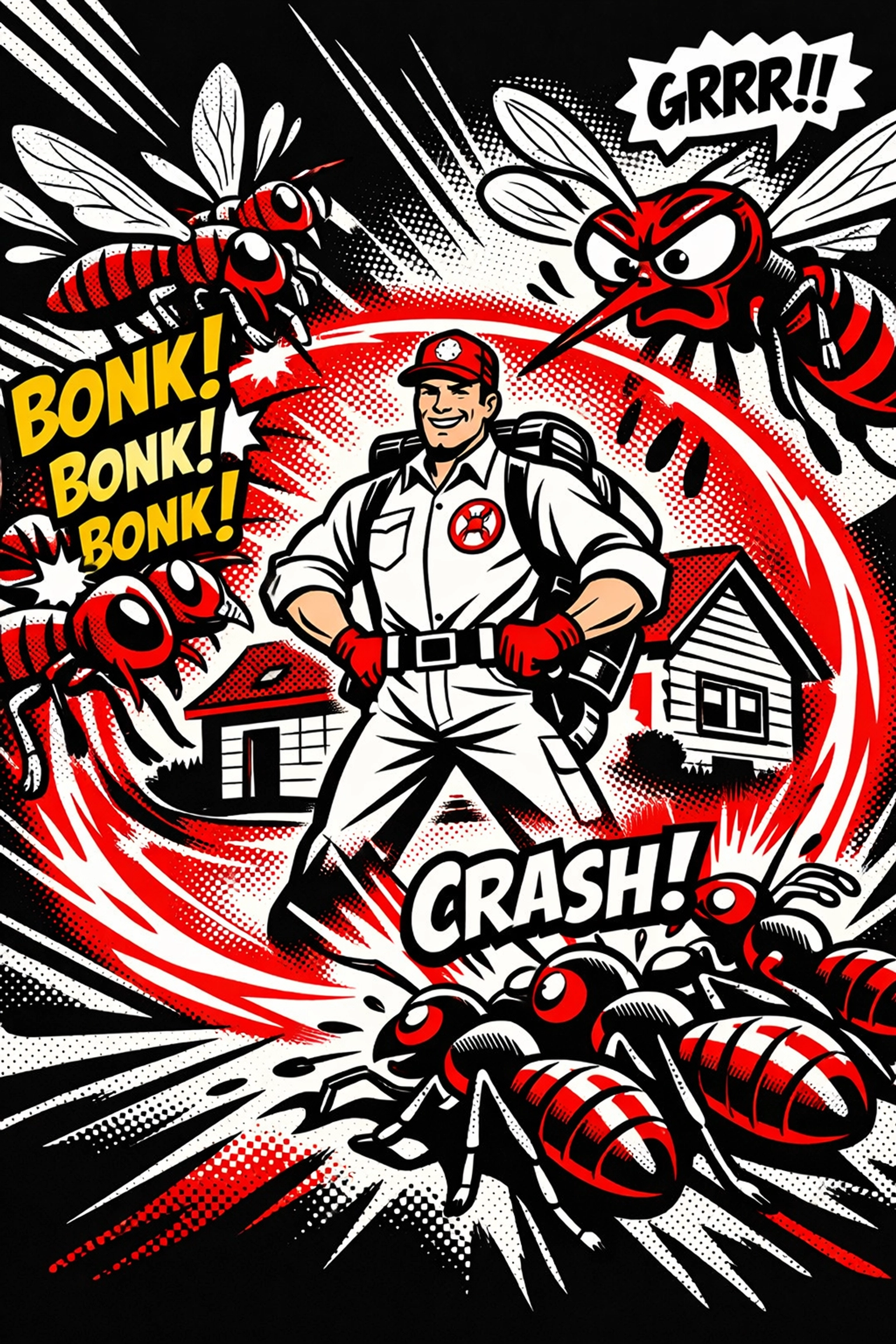 Expert technician setting up a protective termite and mosquito barrier around a Birmingham home.