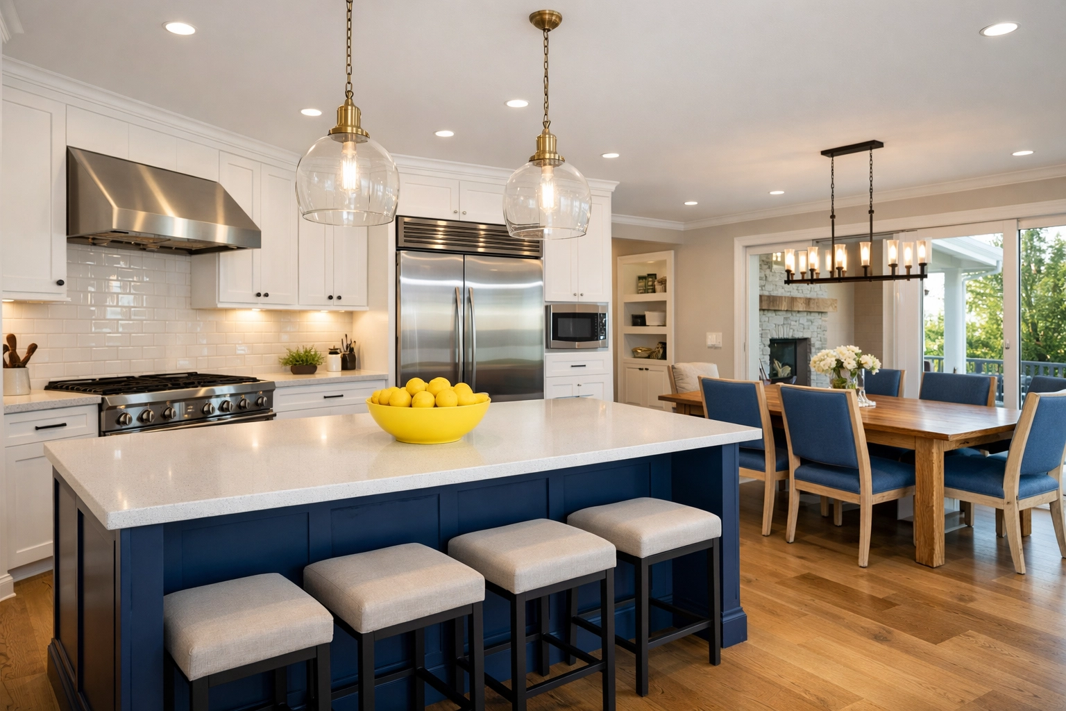 Spotless luxury kitchen in a Milford home following a professional house cleaning service.