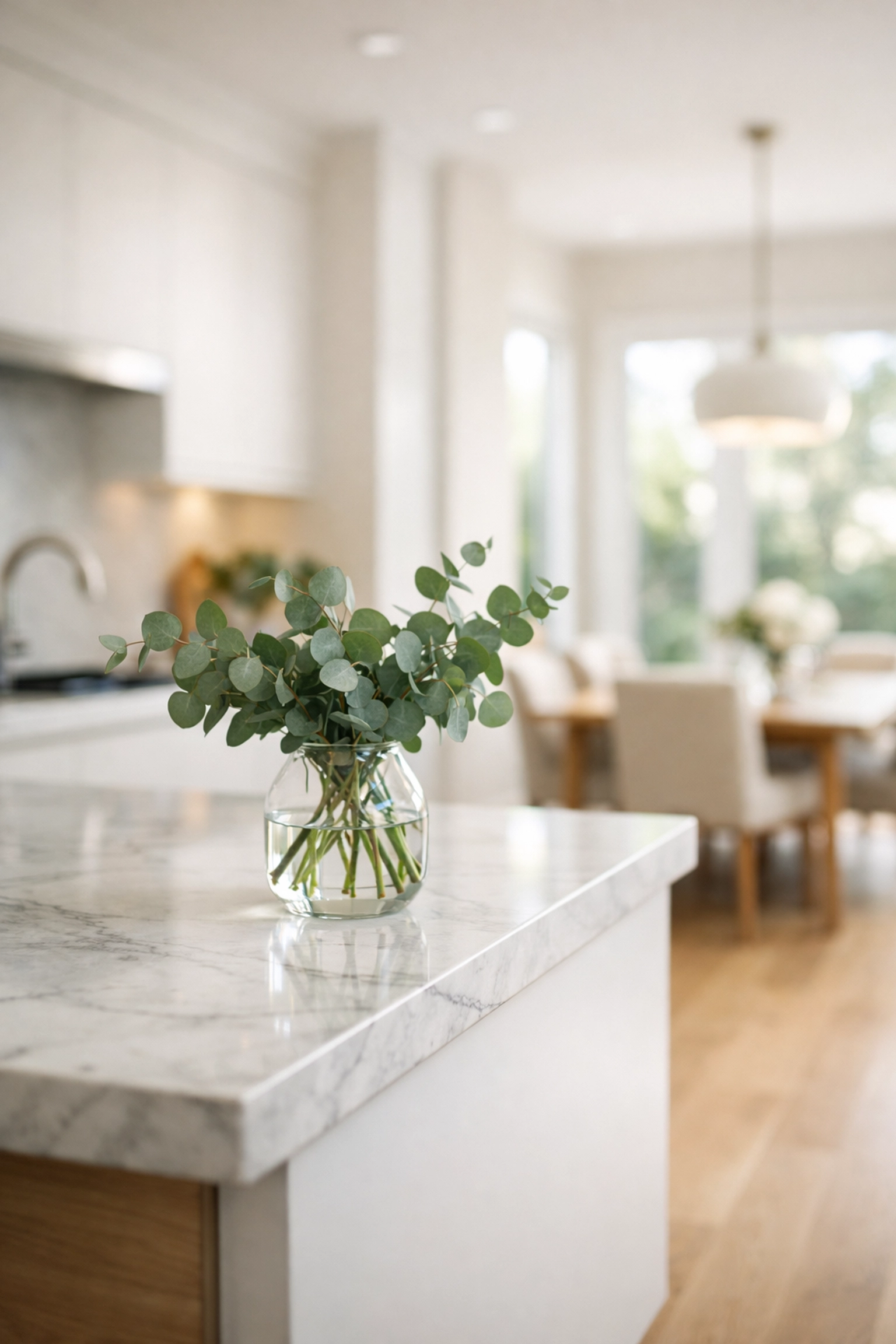 Bright interior of a modern manufactured home featuring an open-concept kitchen and sleek finishes.