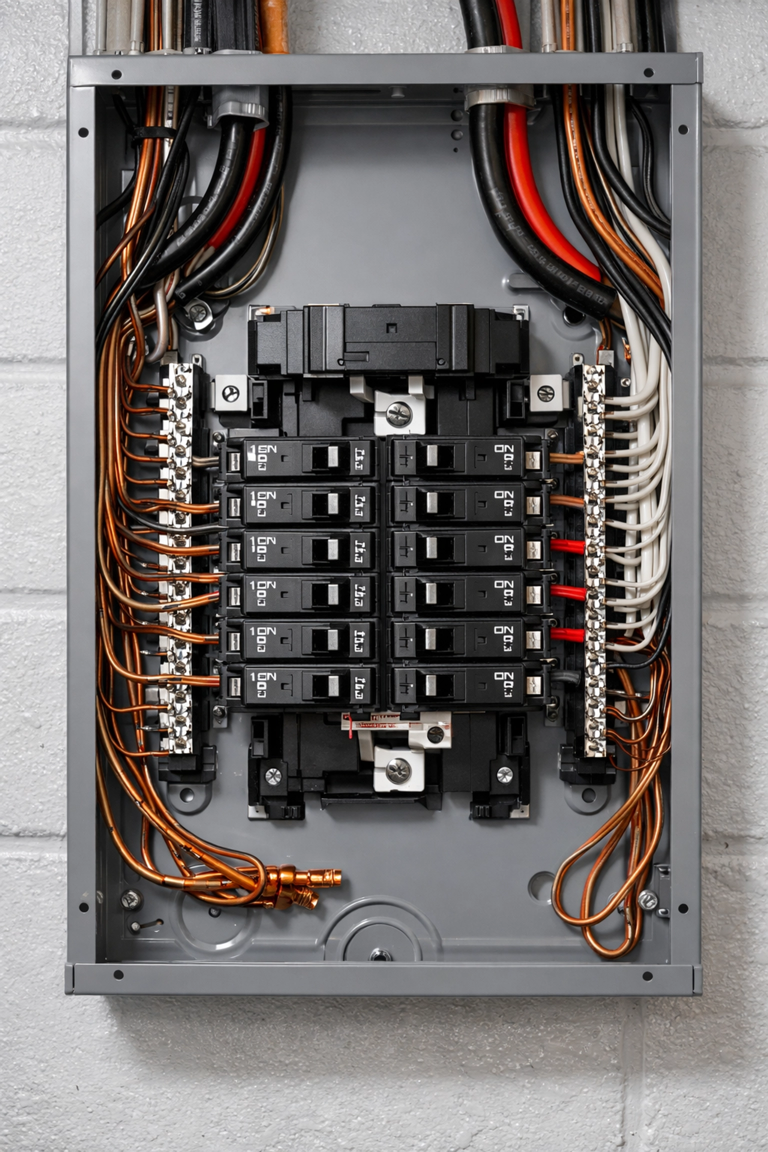 Electrical panel with circuit breakers for mini split installation