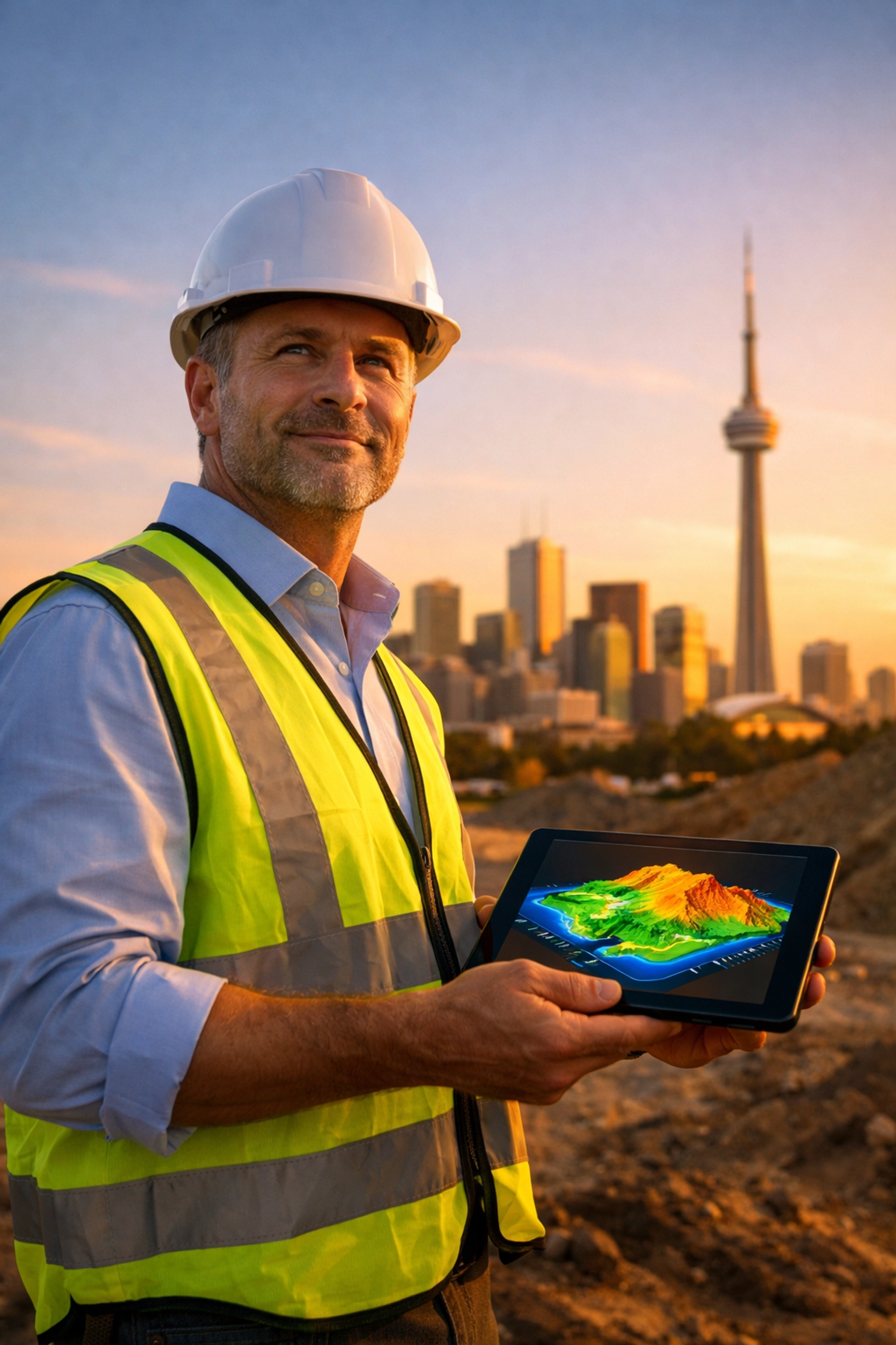 Reliance Engineering consultant onsite in Toronto planning a professional erosion and sediment control strategy.