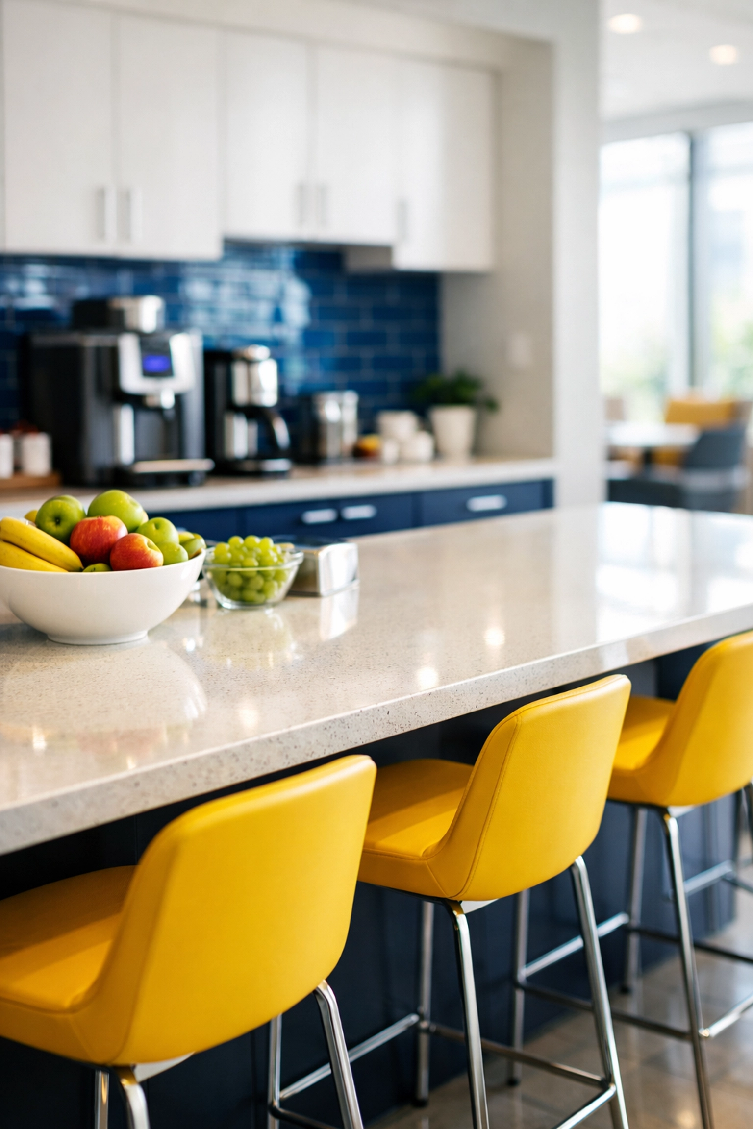 A clean, modern office breakroom in Amherst, MA with spotless surfaces and organized common areas.