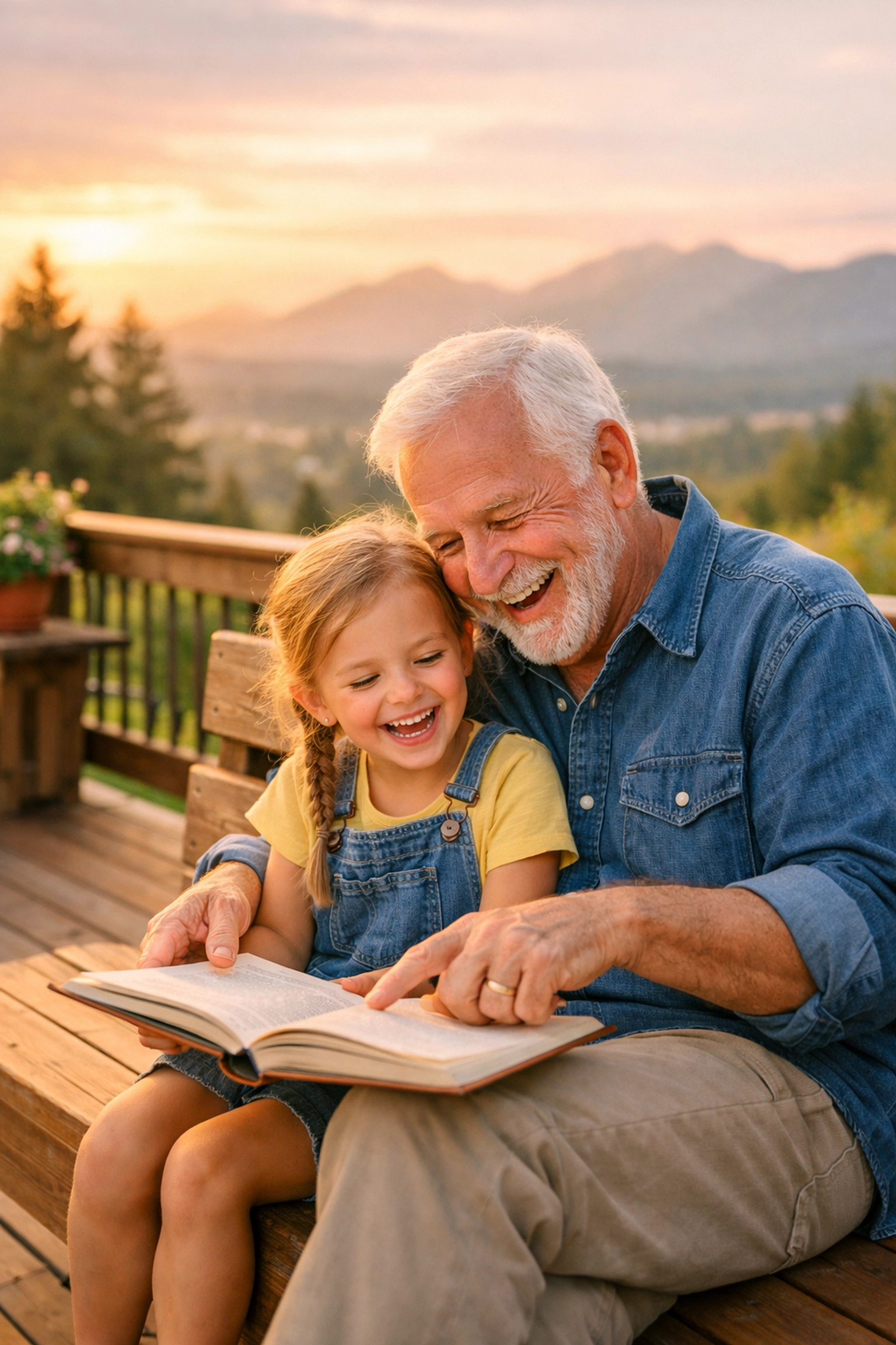 Grandfather and grandchild on a deck, highlighting family legacy and home ownership in Washington.