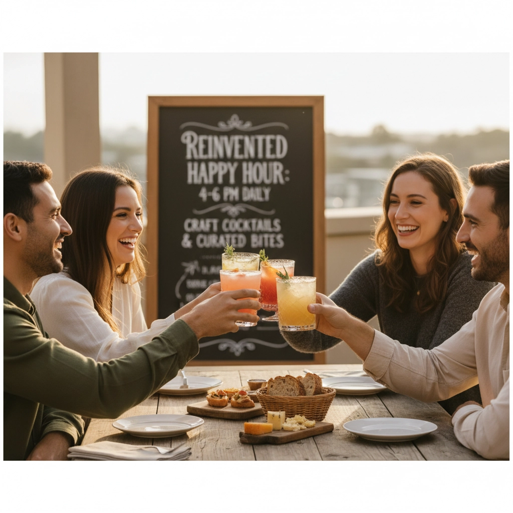 Restaurant happy hour strategy consulting showing upscale dining room with elegant lighting and bar area