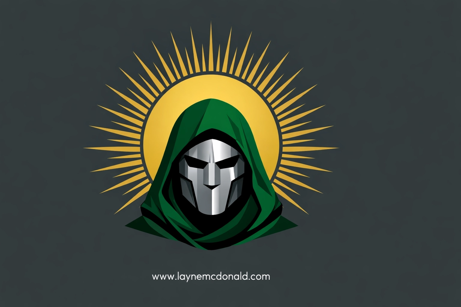 Minimalist illustration of a hooded mask against a golden sunburst representing divine order vs human ambition.