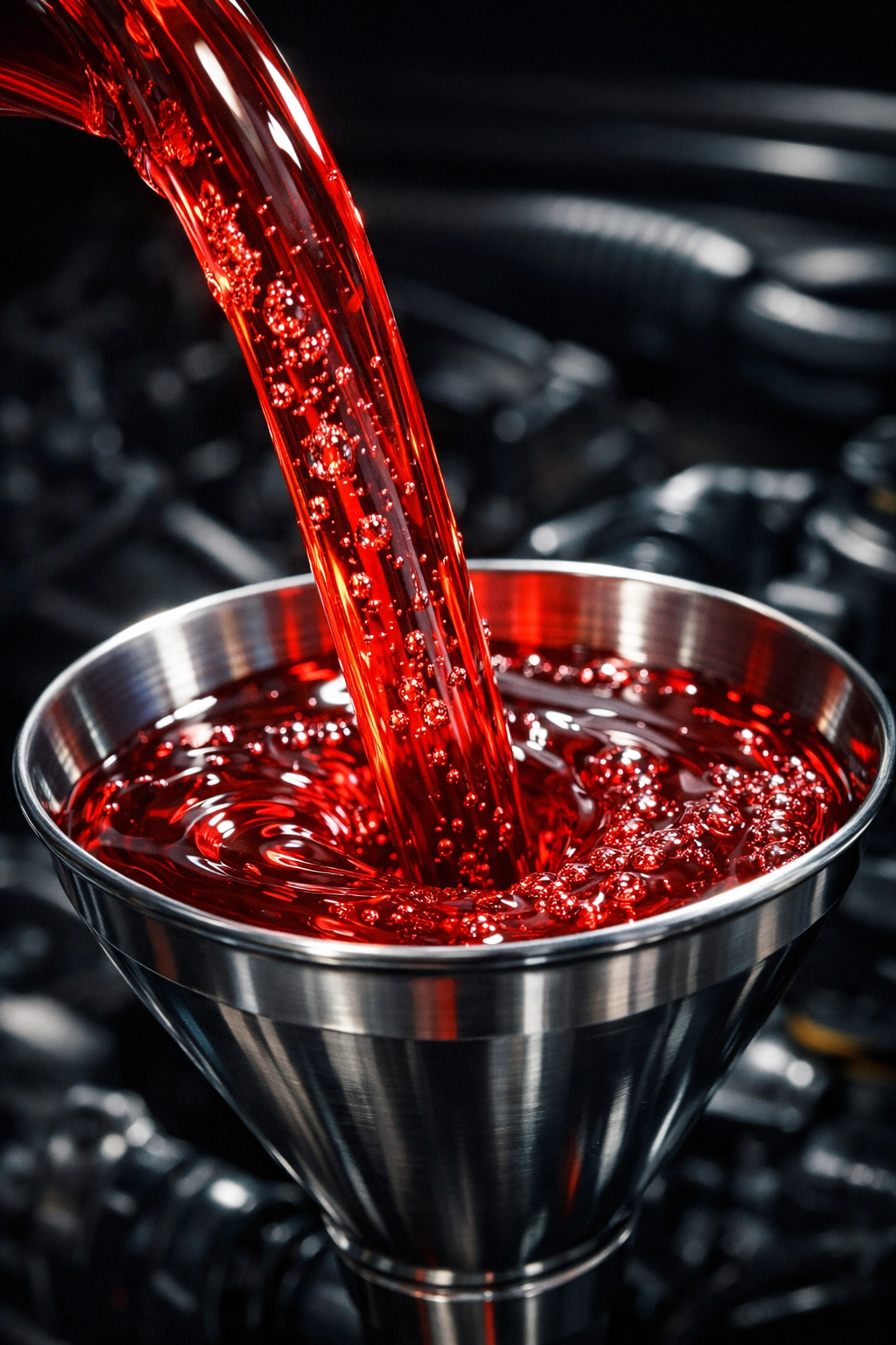 Fresh fluid being poured during a transmission repair service at our Clarkrange TN auto repair shop.