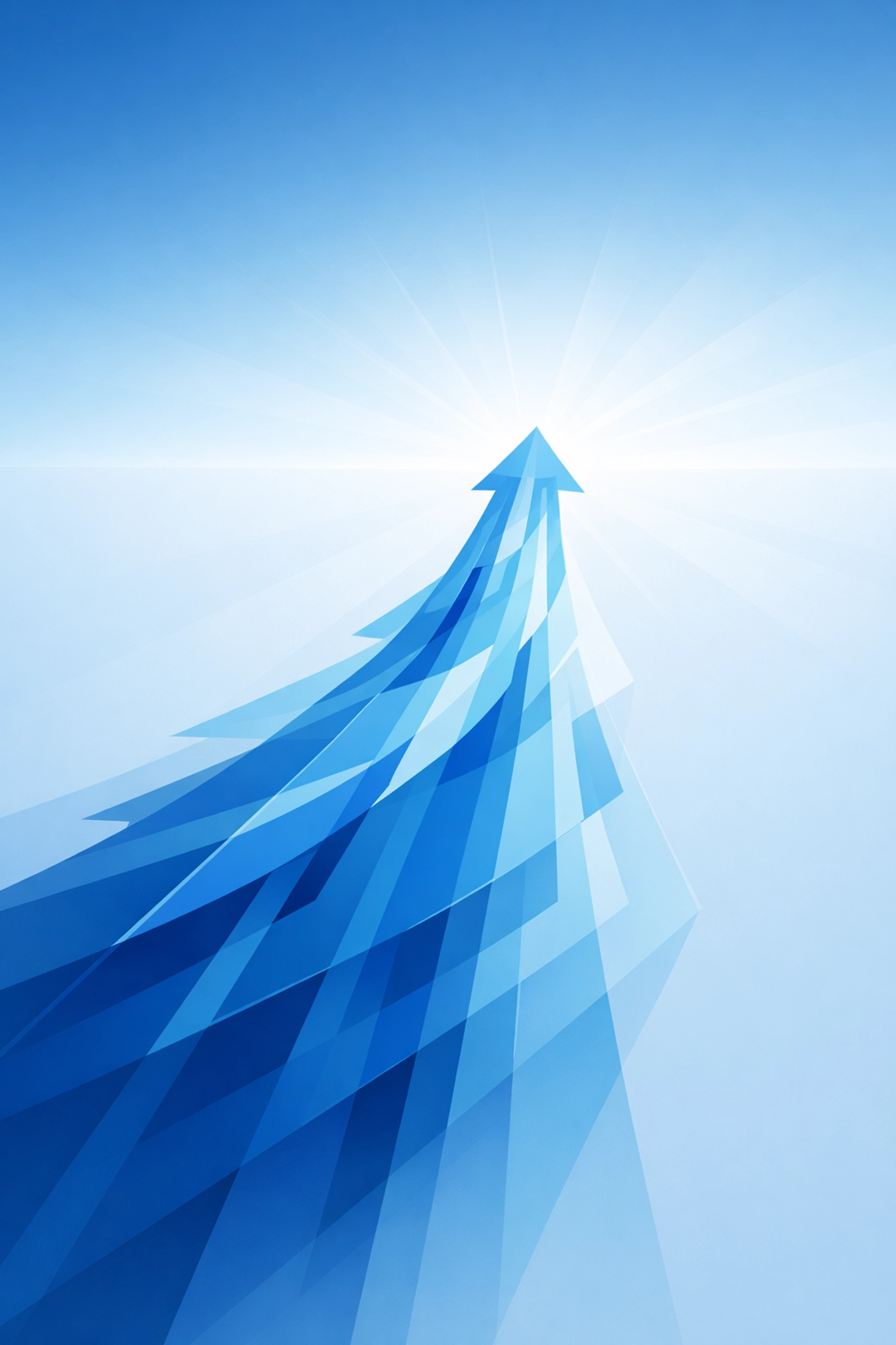 An upward-pointing geometric path symbolizing business growth and technological advancement through efficient IT.