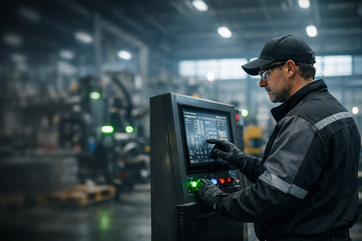 Manufacturing technician in Lincoln NE testing legacy applications for Windows migration on a factory terminal.