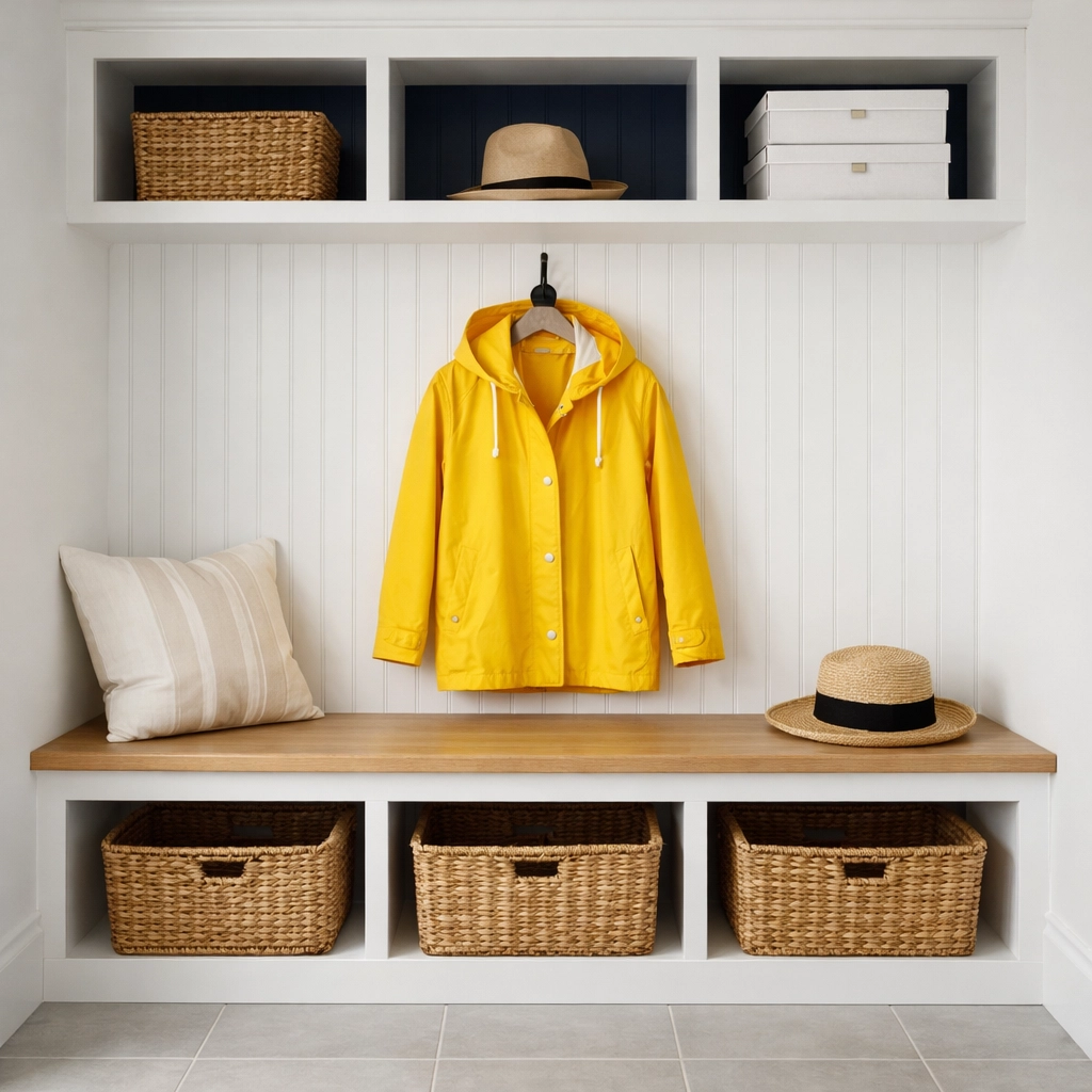 Organized and clean entryway in a Leominster home showing the results of regular house cleaning services.