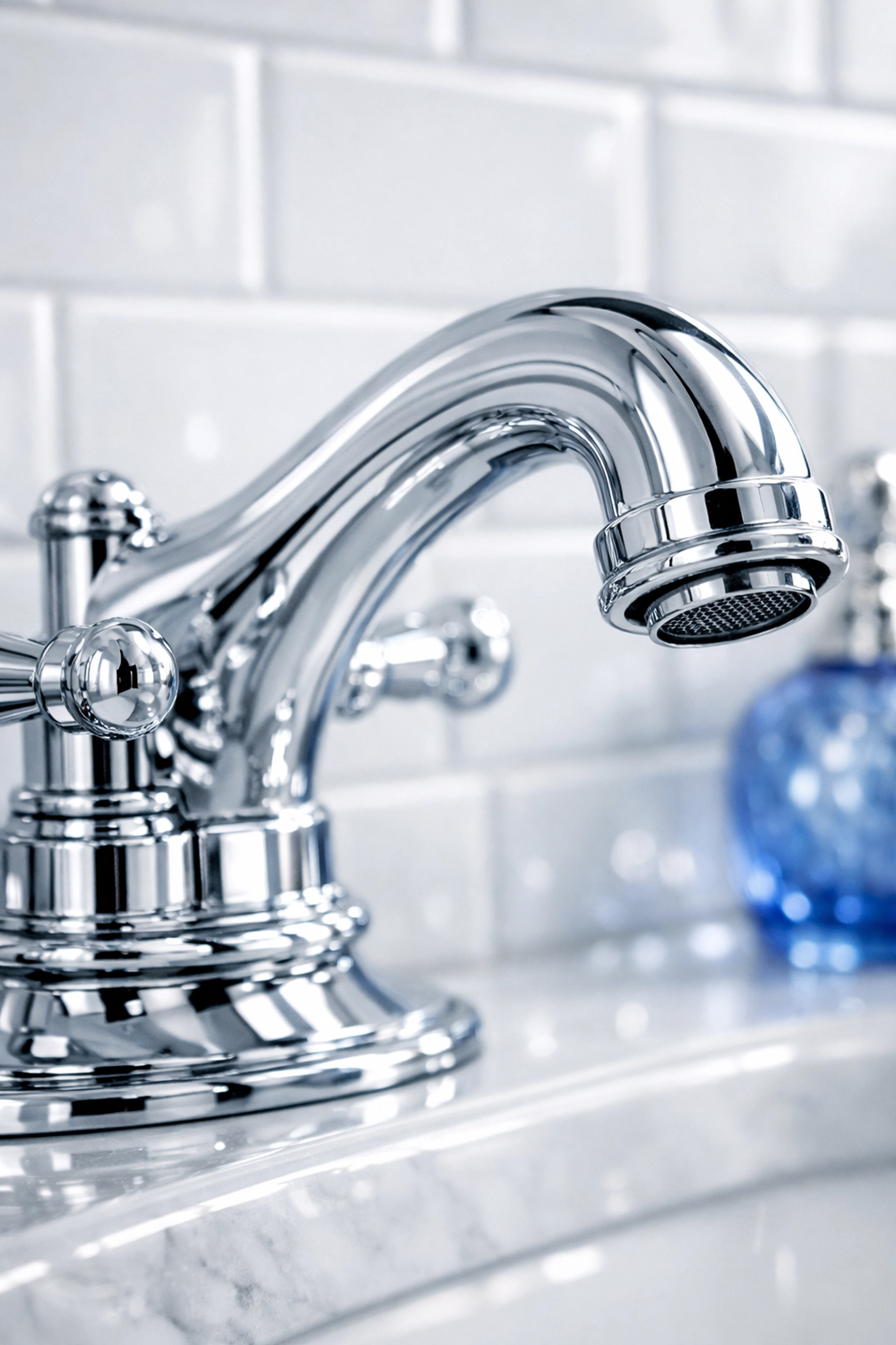 Sparkling chrome faucet and clean tile grout, a hallmark of professional deep cleaning Worcester.