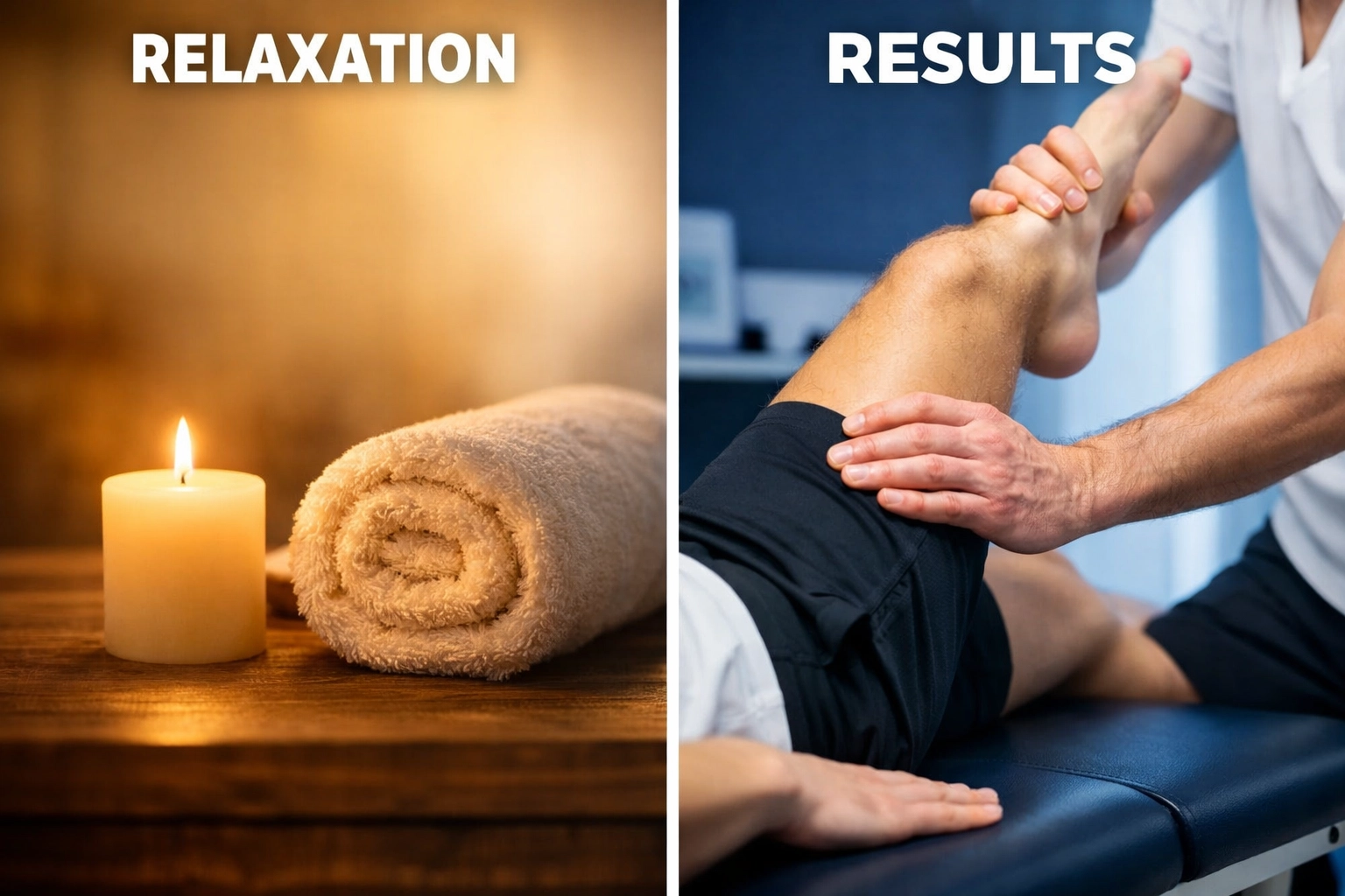 Clinical sports massage hamstring stretch compared to a standard relaxation spa massage for performance.