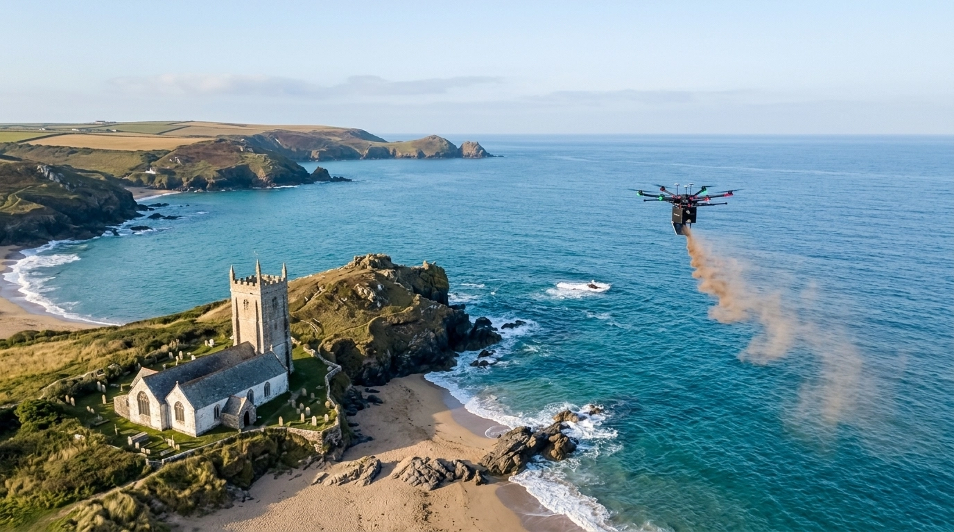 Ashes scattering at Gunwalloe Church Cove