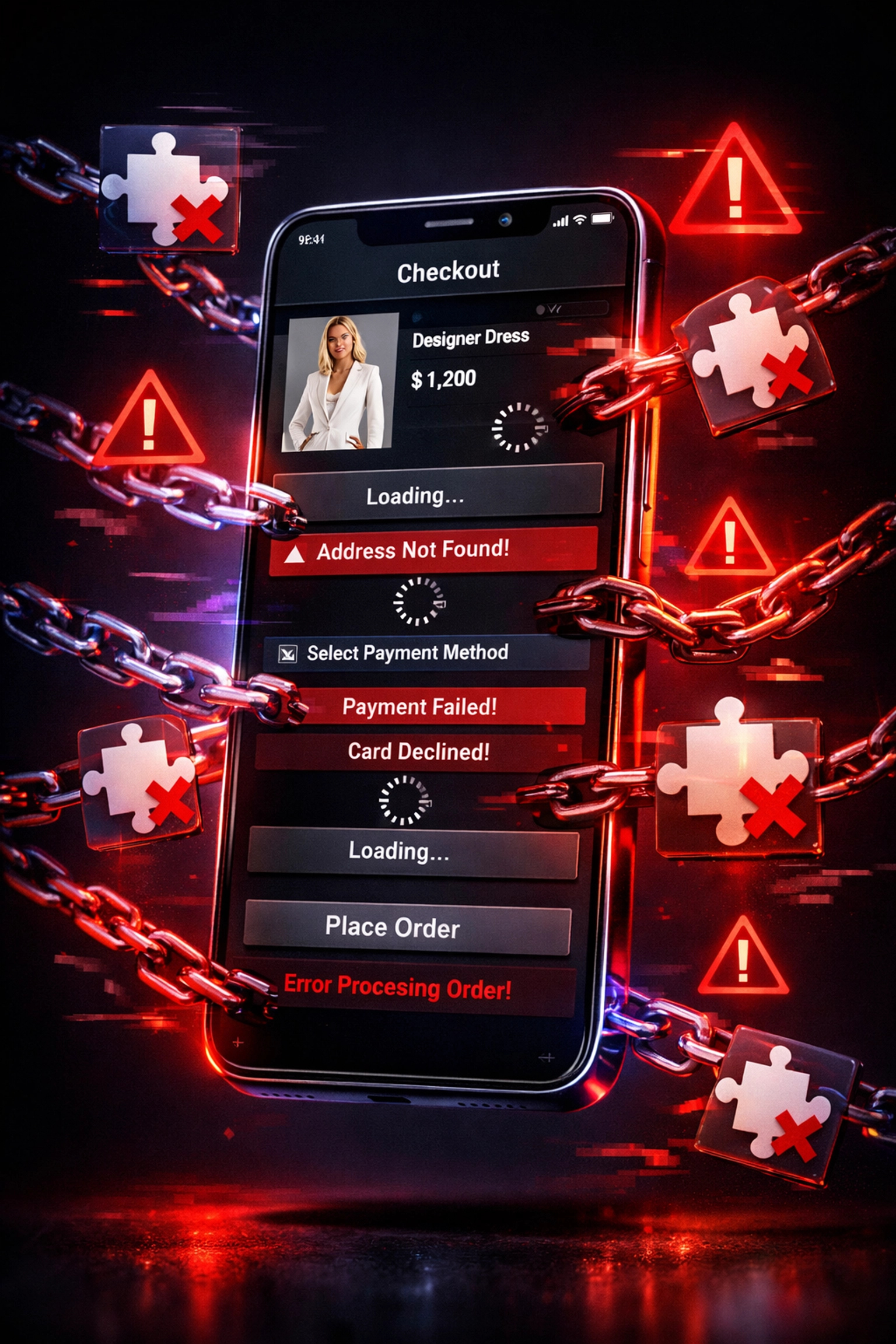 E-commerce checkout limitations on mobile showing SaaS platform constraints