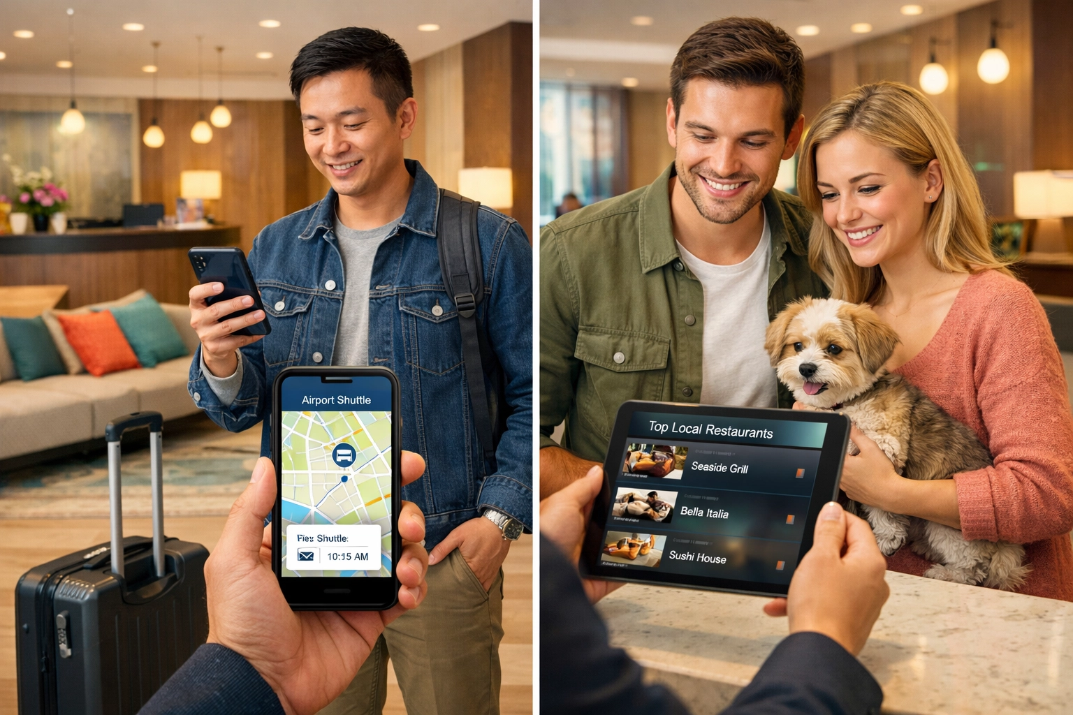 International and domestic hotel guests receiving personalized check-in experiences